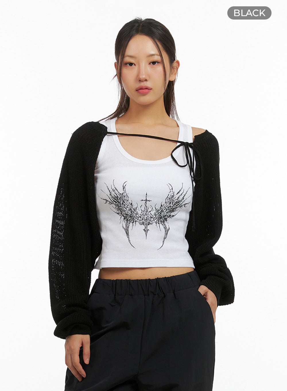 Mesh Bolero Strap Cardigan IS402