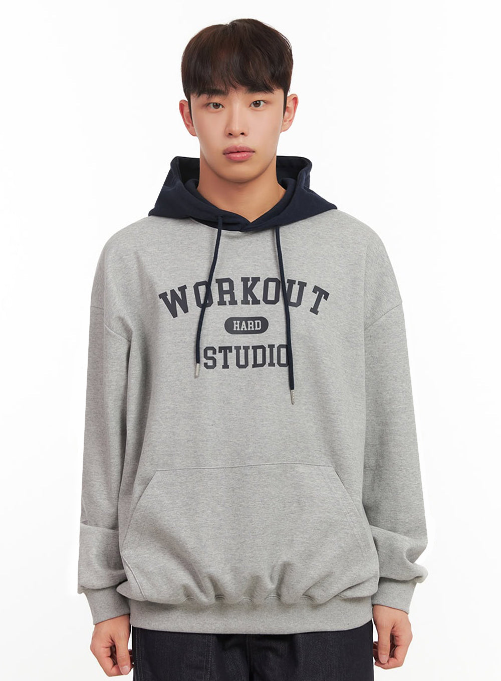 Men's Oversized Contrast Graphic Hoodie IF517