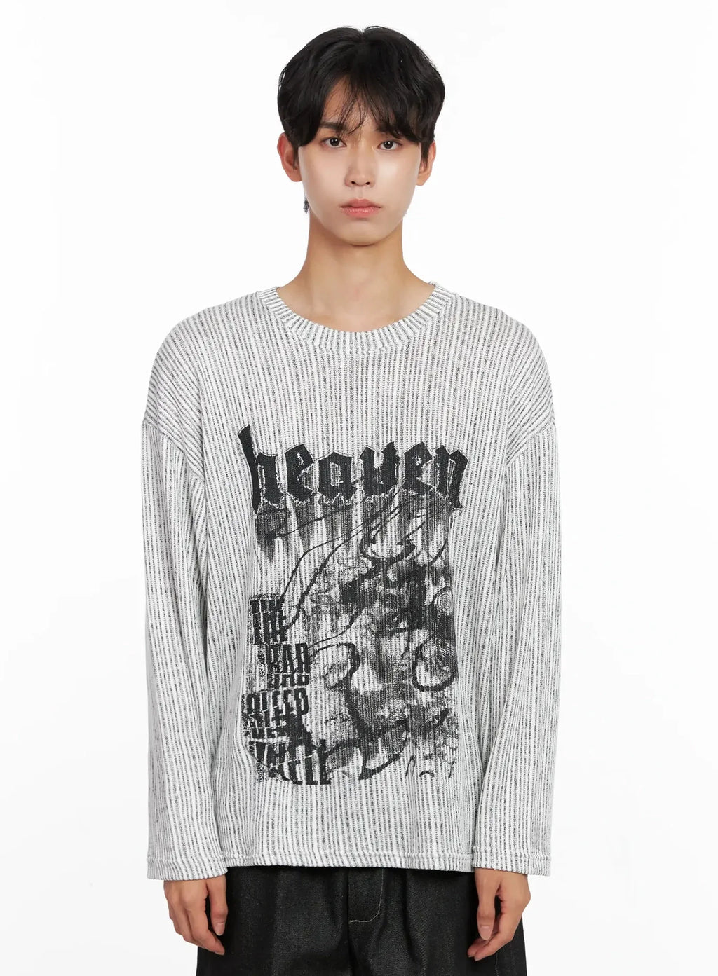 Men's Striped Graphic Knit Long Sleeve IO517