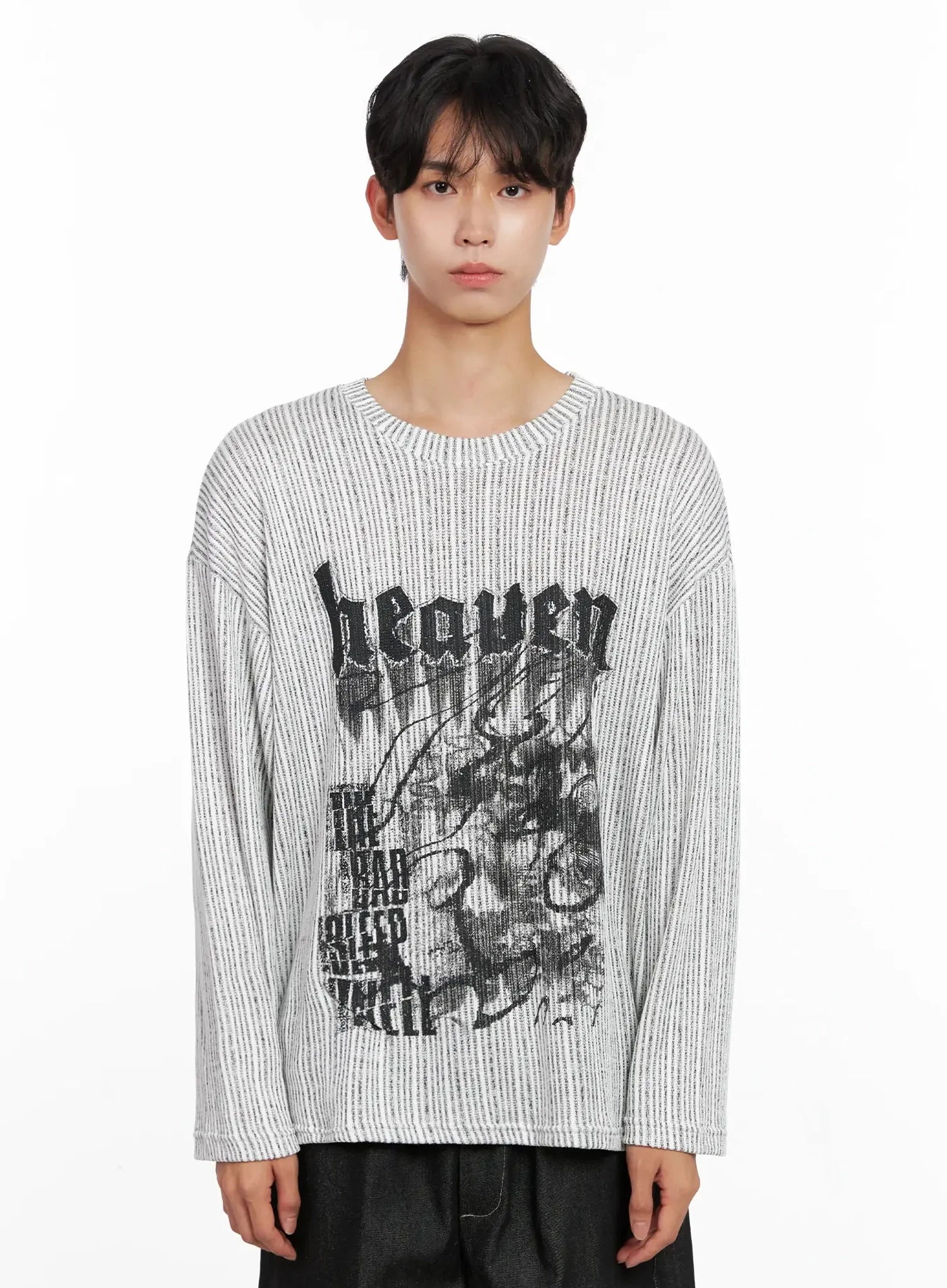 Men's Striped Graphic Knit Long Sleeve IO517