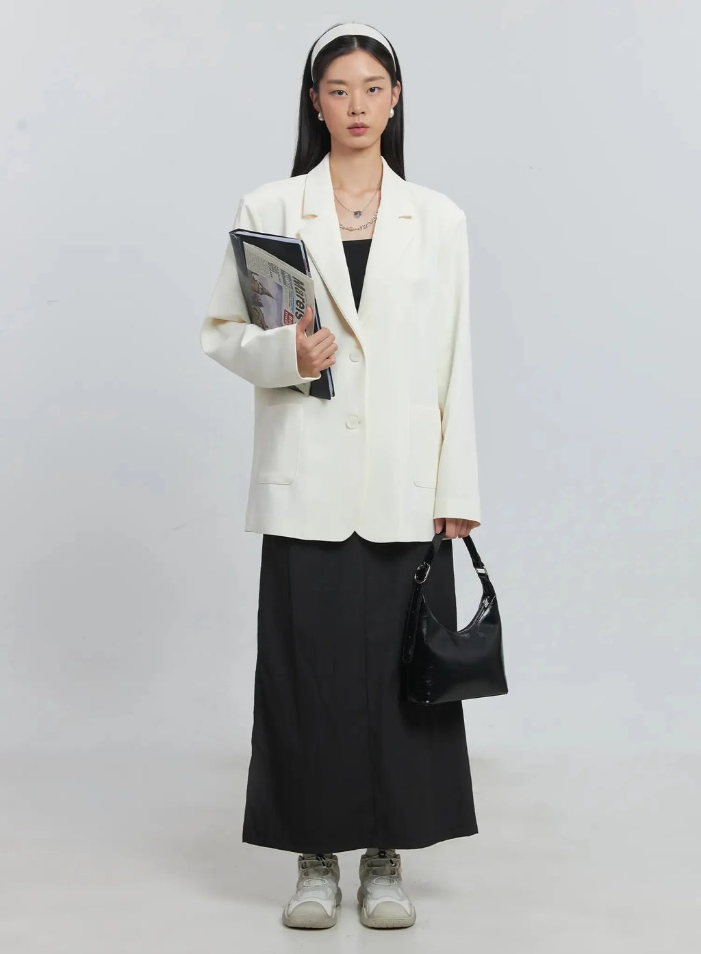 Classic Oversized Blazer (Light beige) IU512