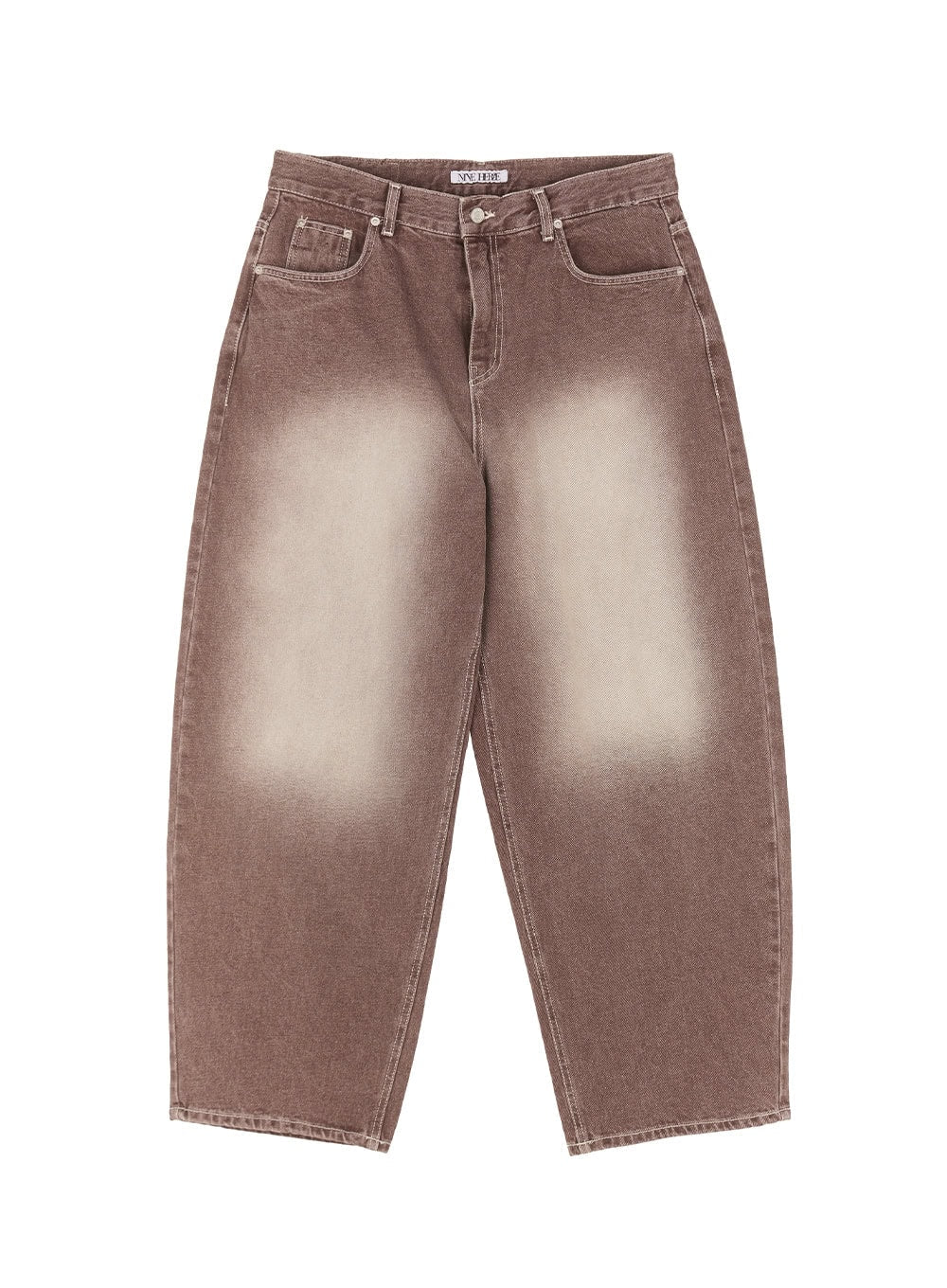 Men's Wide-Fit Washed Jeans (Brown) IM519