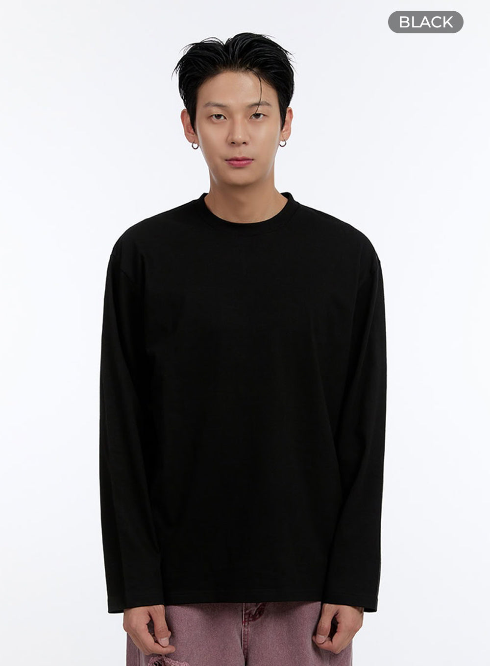 Men's Soft Round Neck Long Sleeve T-Shirt IO428