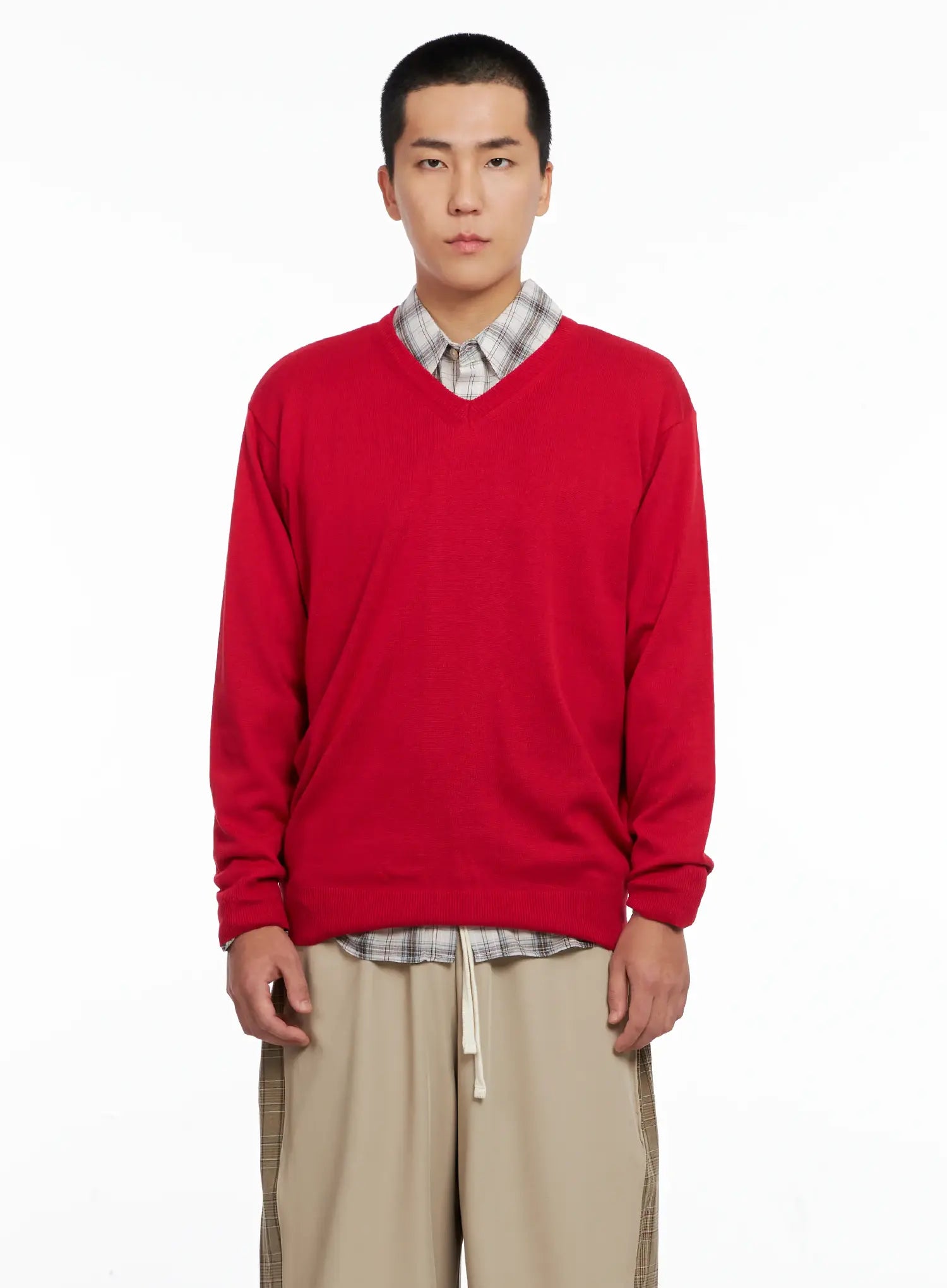Men's V-neck Knit Pullover IG529