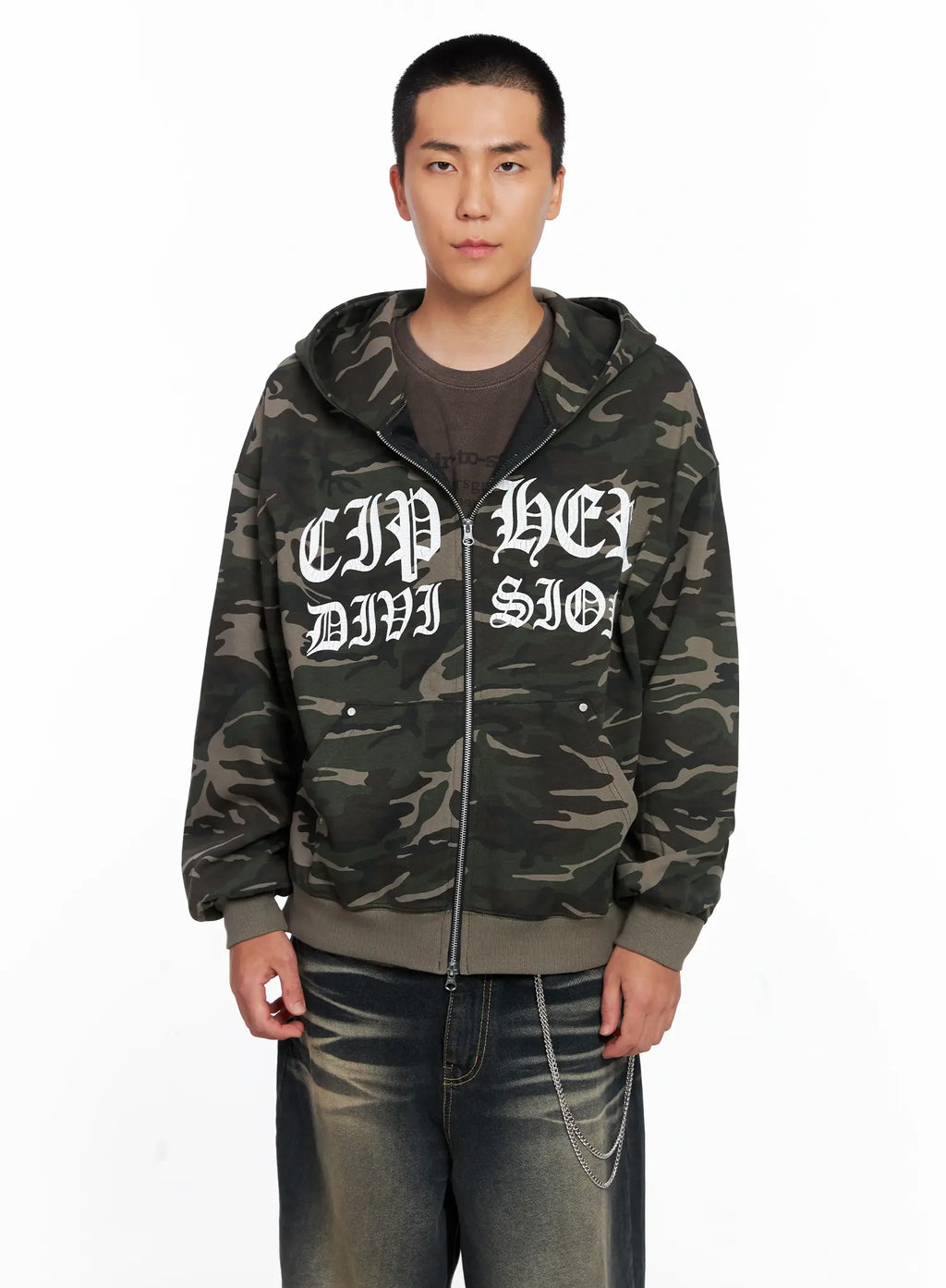 Men's Camo Graphic Hooded Zip-Up IS509