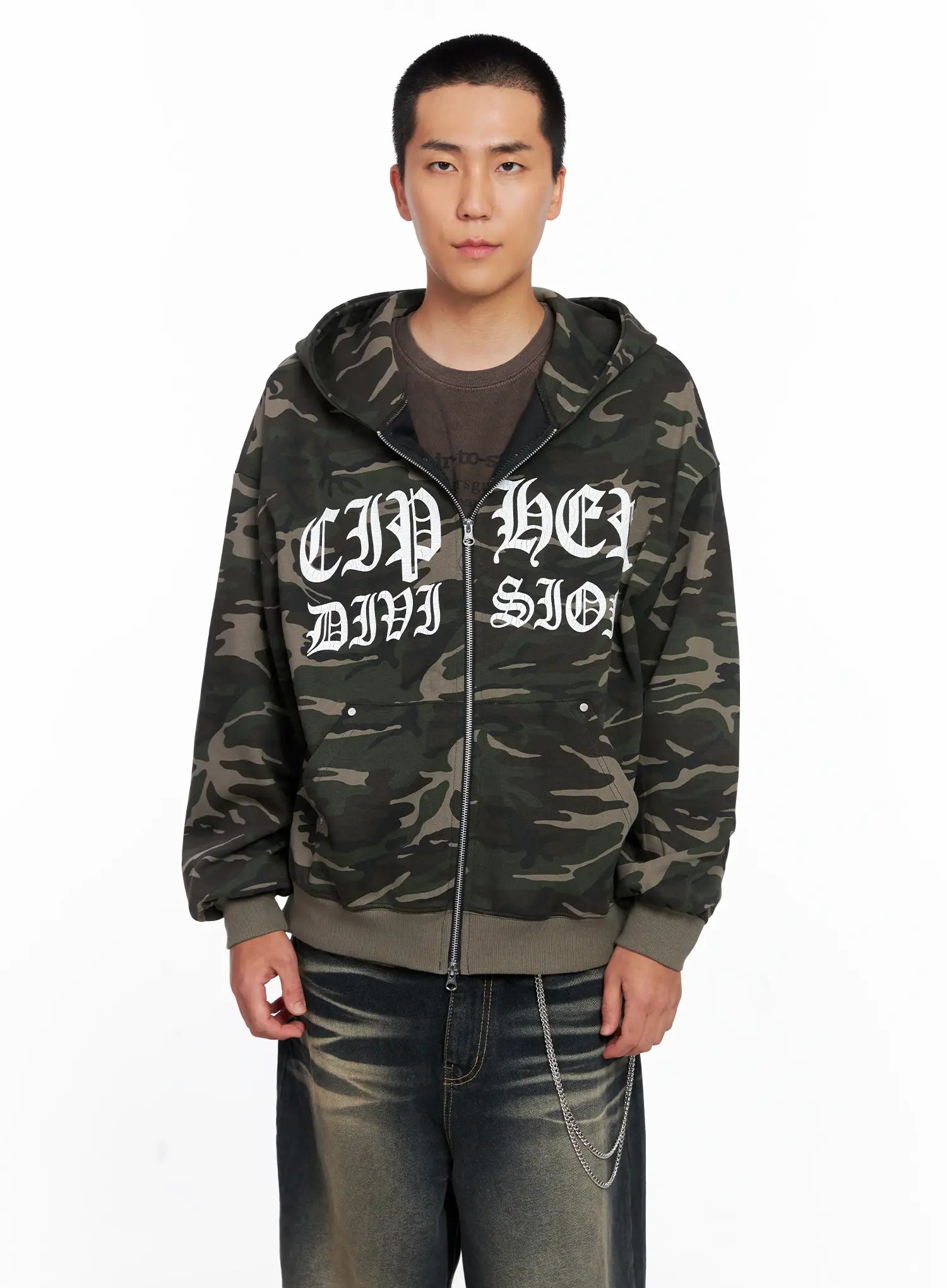 Men's Camo Graphic Hooded Zip-Up IS509