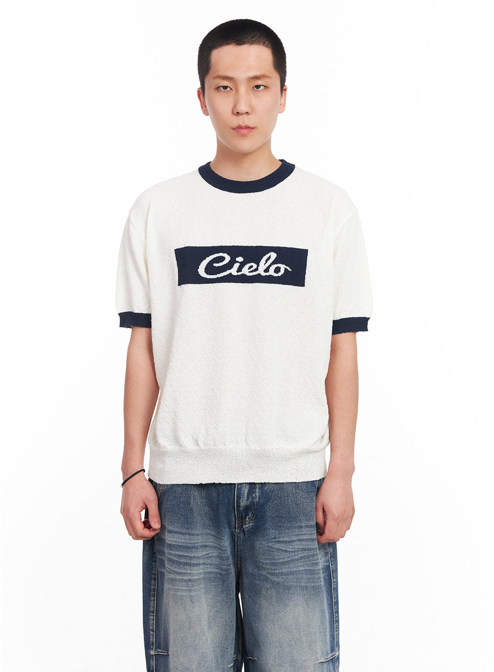 Men's Contrast Knit T-Shirt IU503