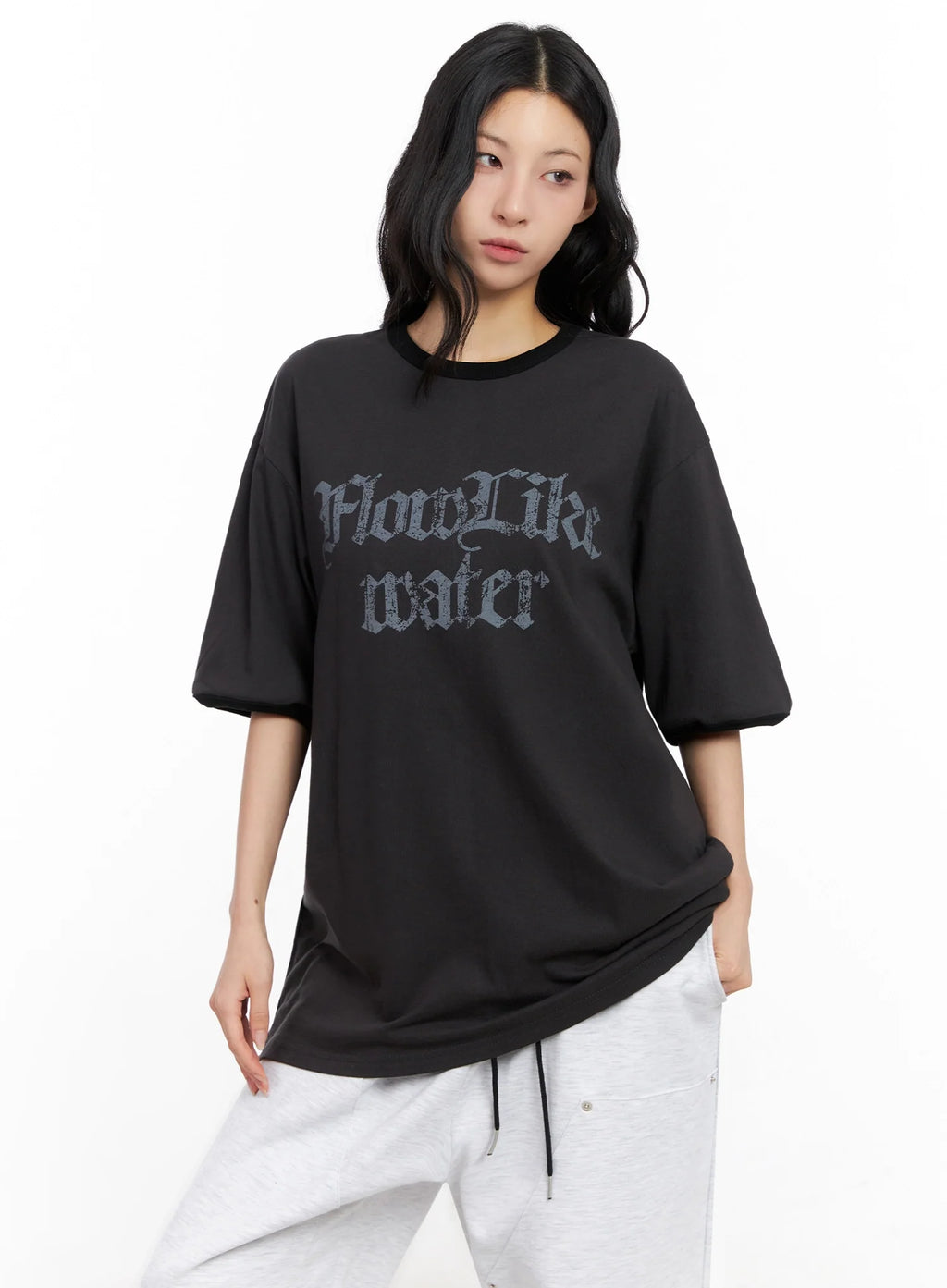 Oversized Gothic Graphic Print Tee IG508