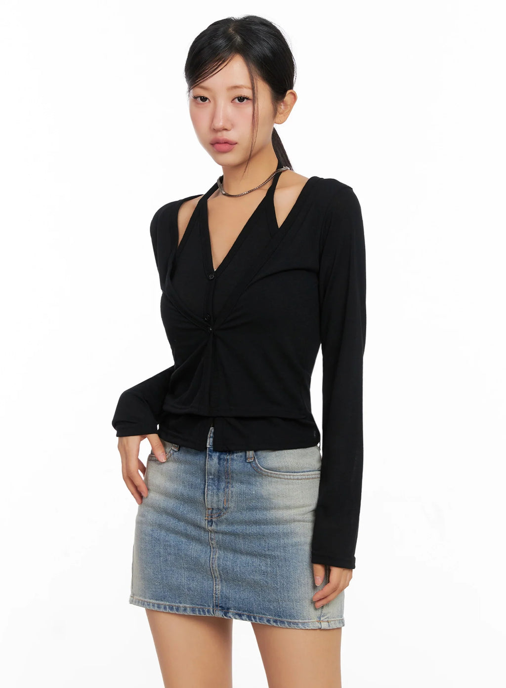 Layered Halter Cardigan IG527