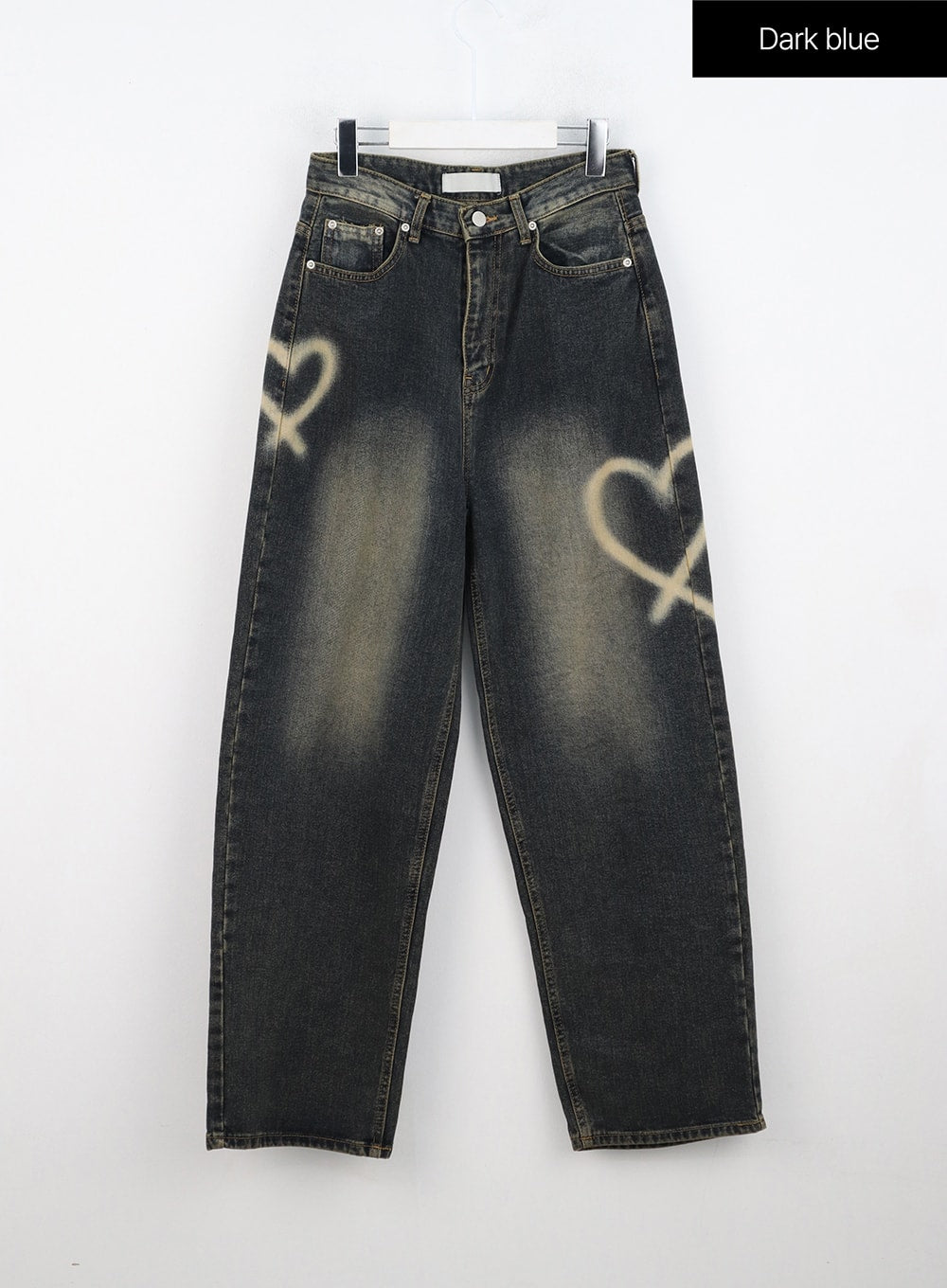 Heart-Bleached Wide Leg Jeans IN308