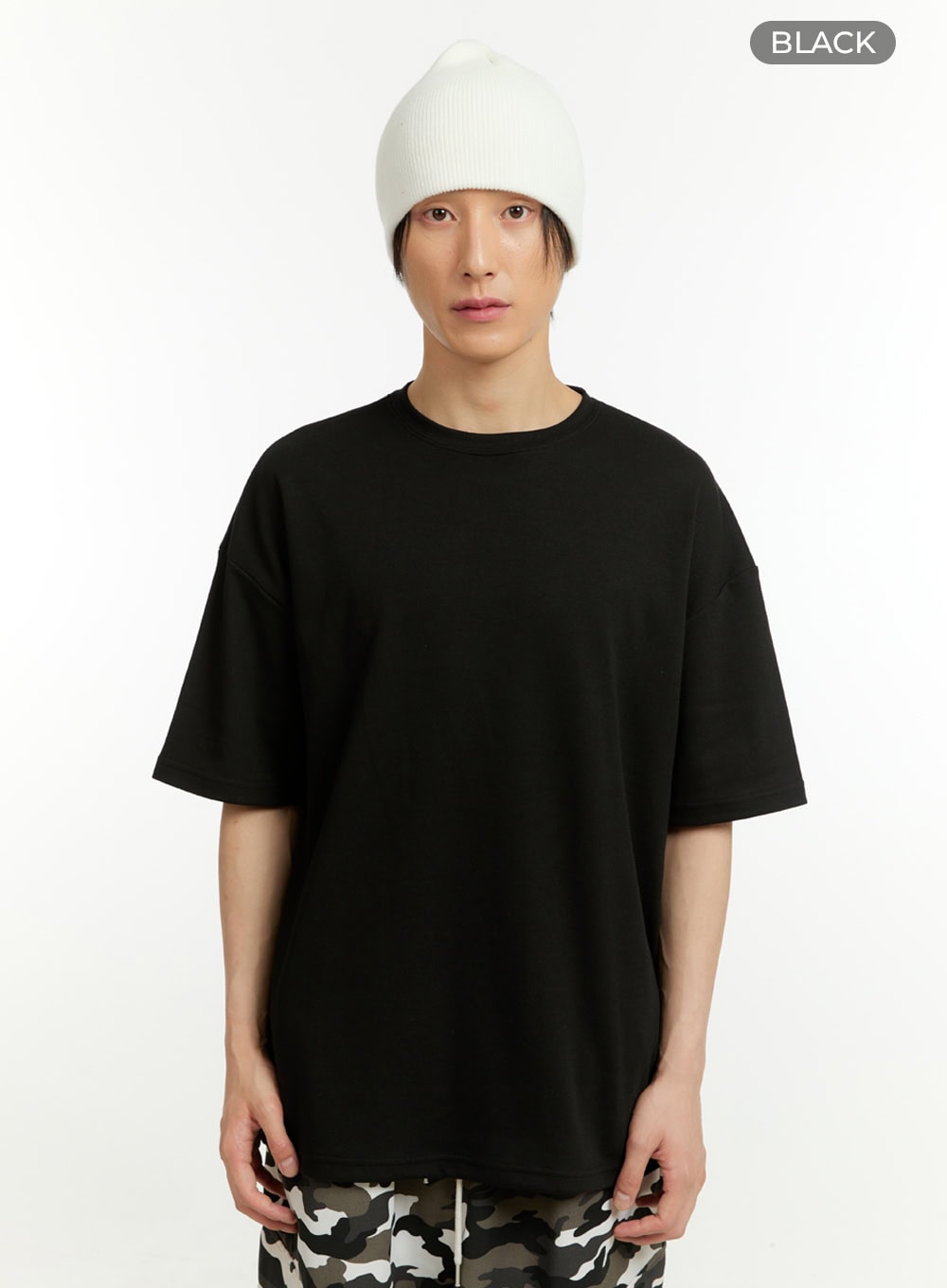 Men's Oversize Round Neck T-Shirt (Black) IL418