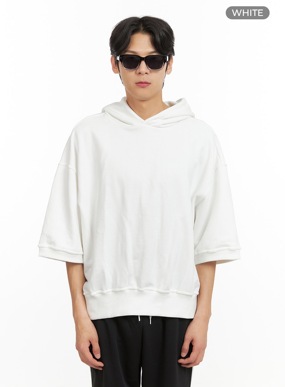 Men's Cozy Boxy Fit Hooded Sweatshirt (White) IU405