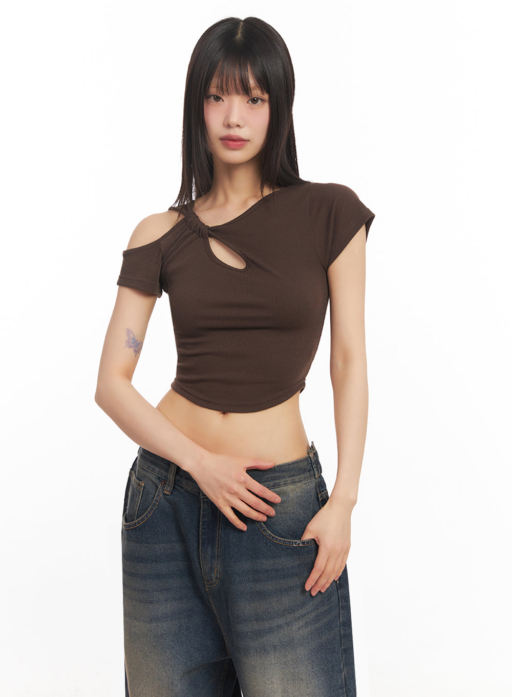 Asymmetric Cut-Out Crop Top IY502