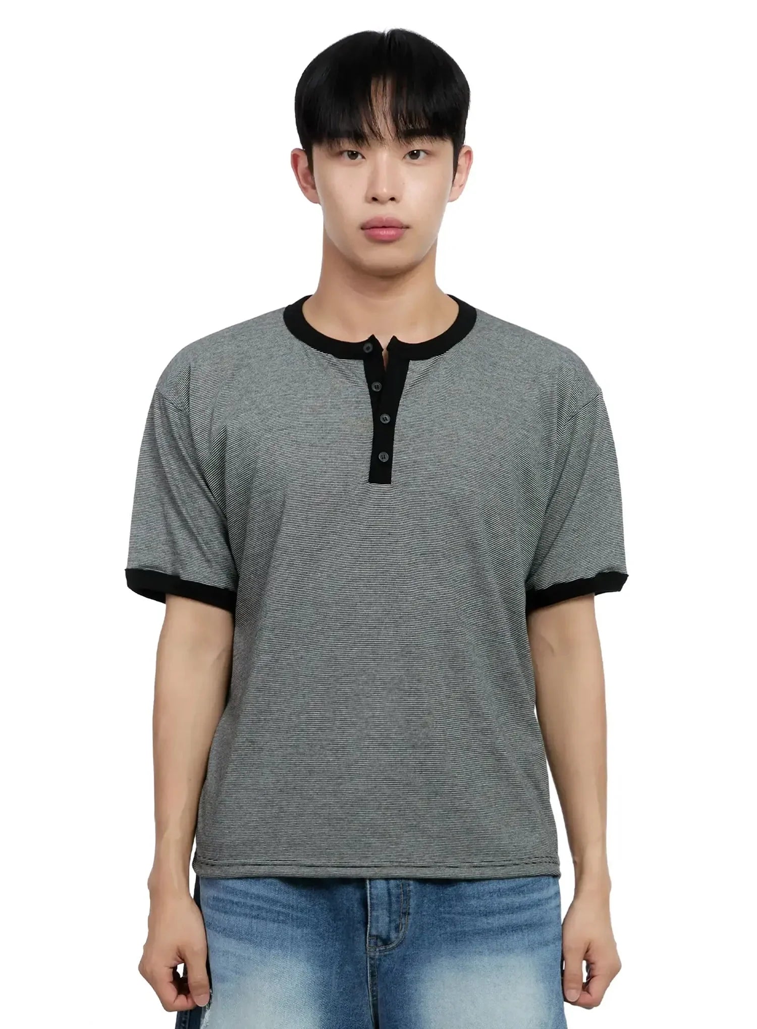 Men's Striped Henley T-shirt IG520