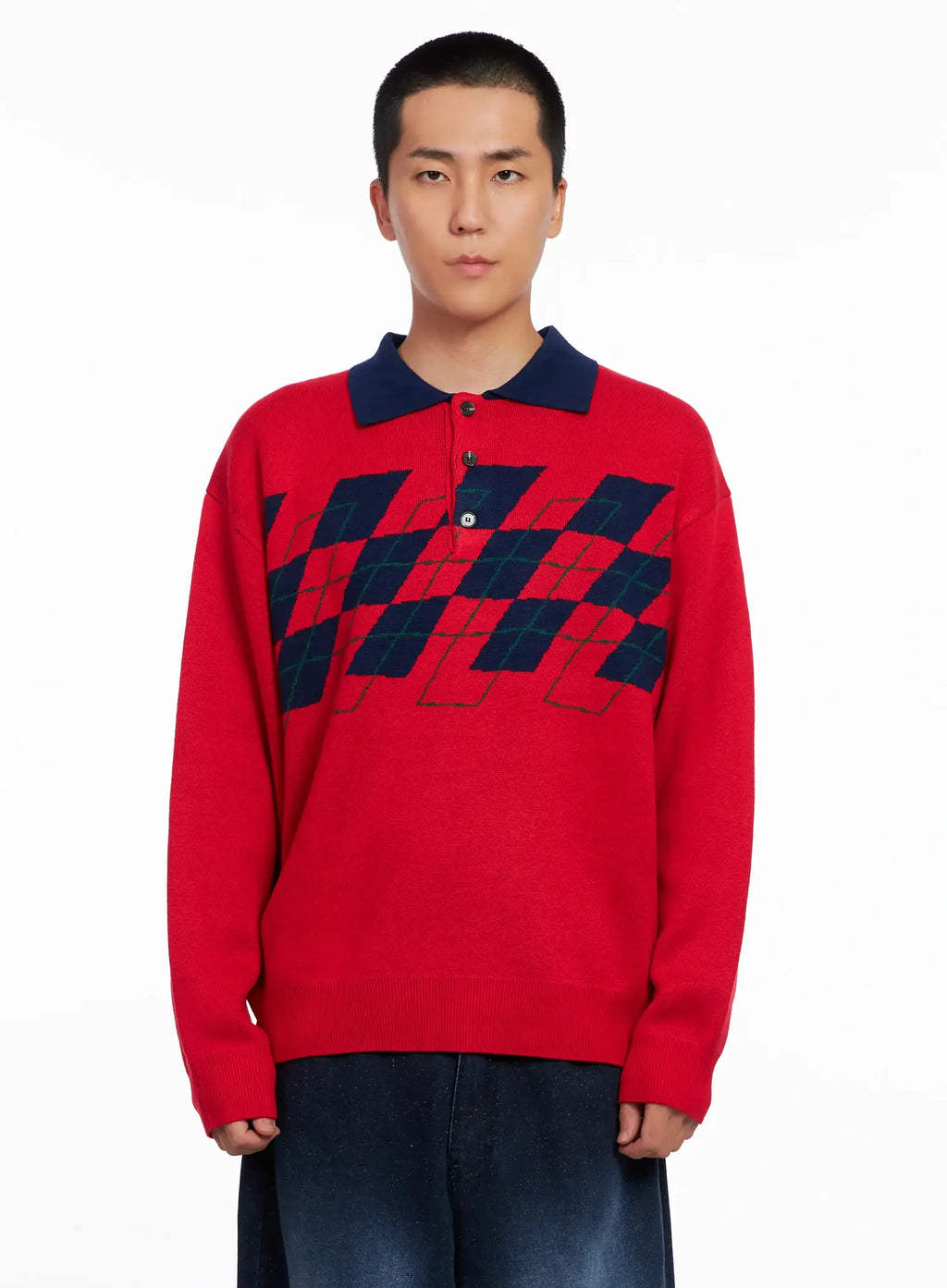 Men's Argyle Henley Knit IS510