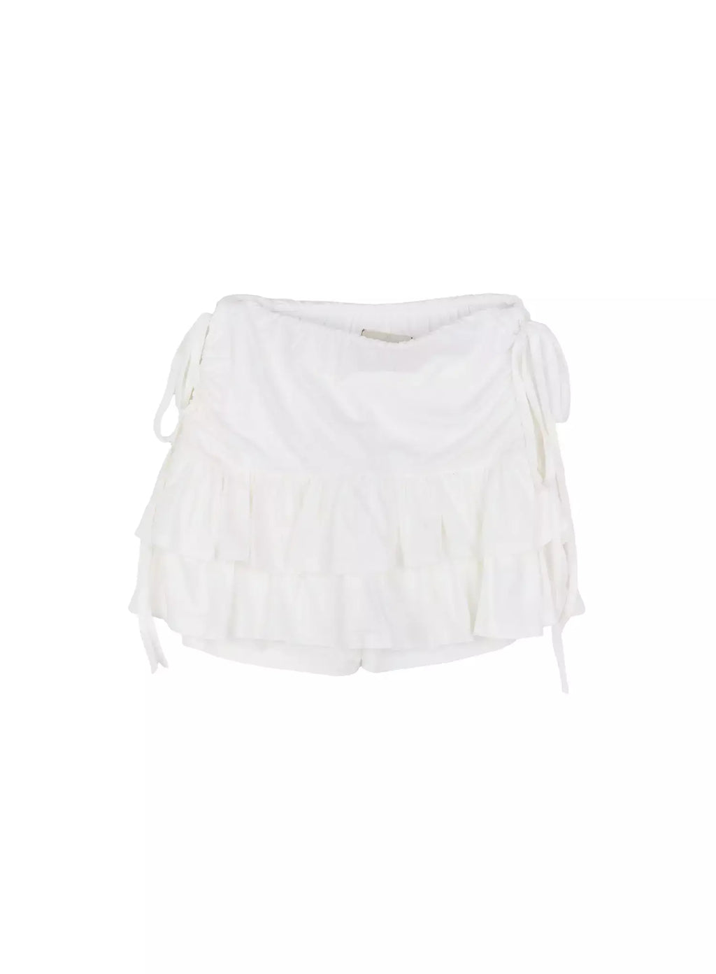 Ruffle Shirred Ribbon Mini Skirt IU524