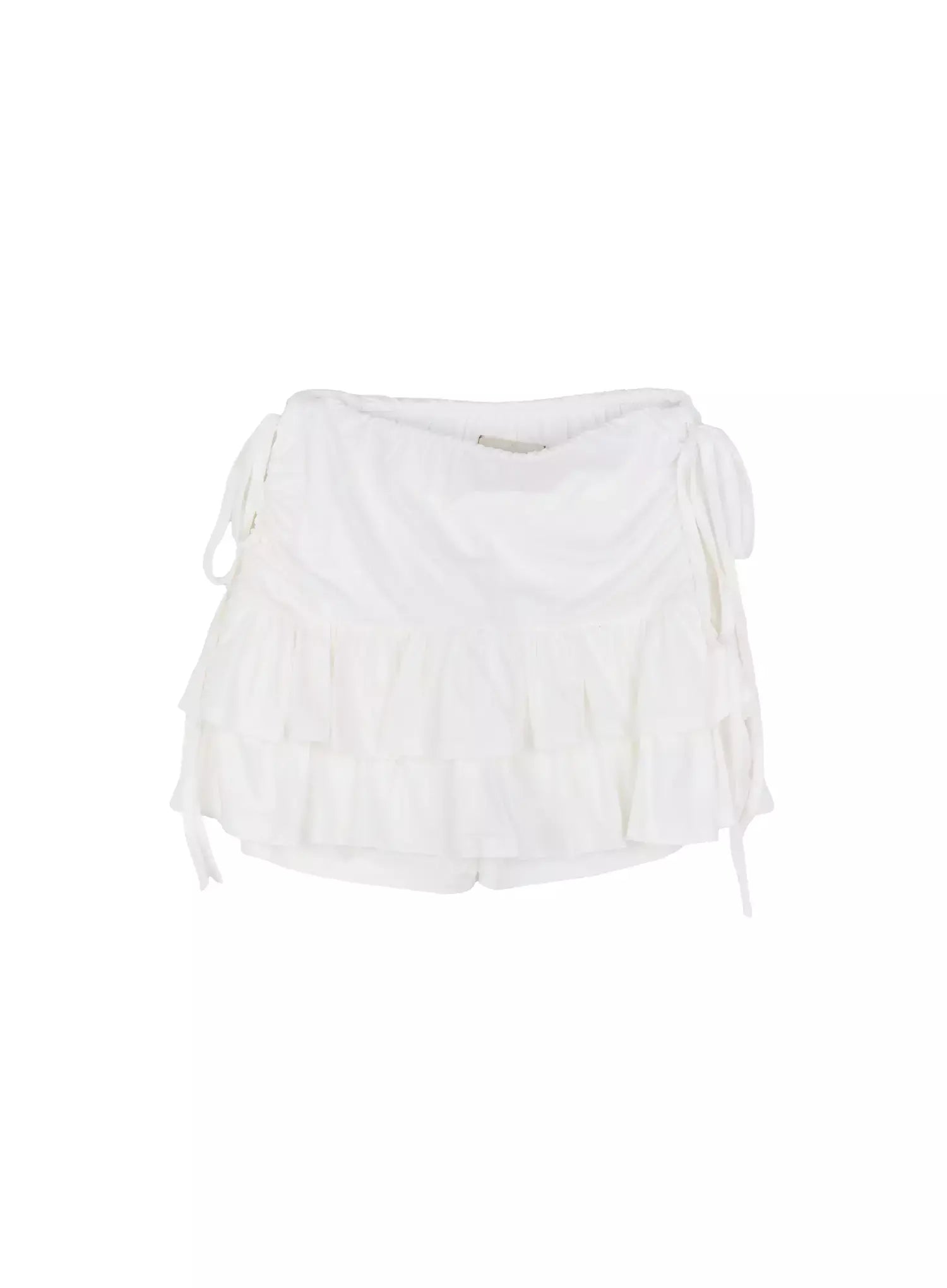 Ruffle Shirred Ribbon Mini Skirt IU524