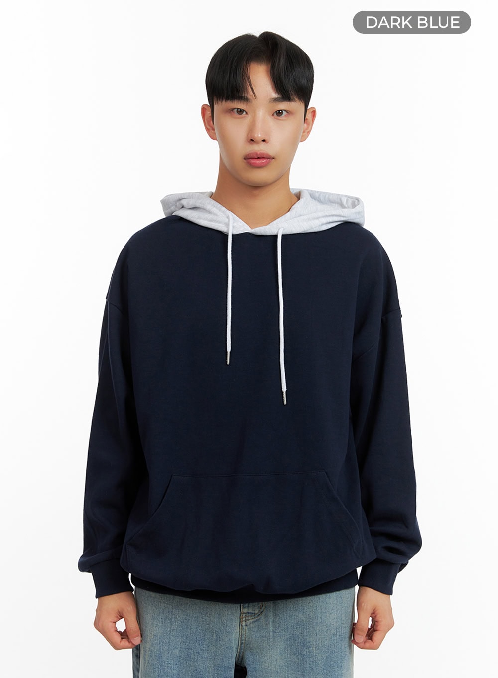 Men's Contrasting Hoodie (Dark Blue) IU412