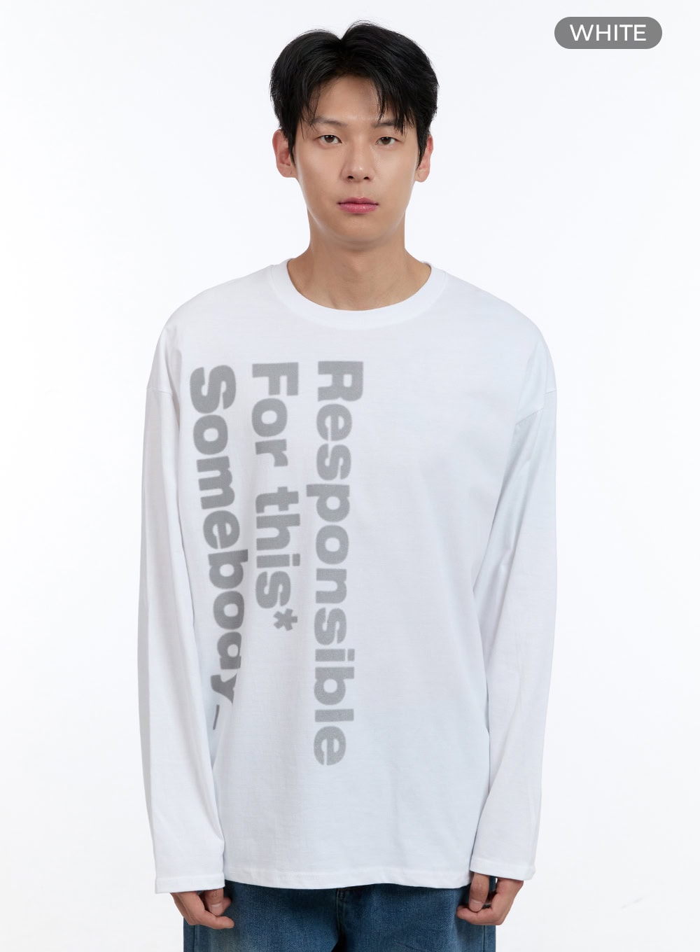 Men's Round Neck Lettering Long Sleeve IG428