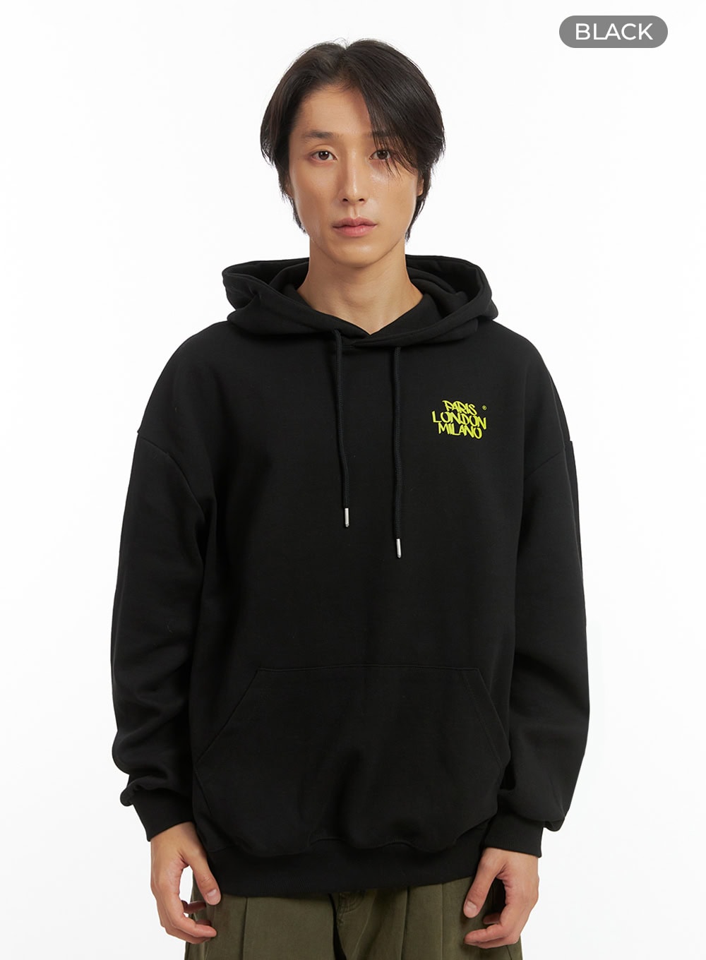 Men's Embroidered Oversized Hoodie (Black) IO417