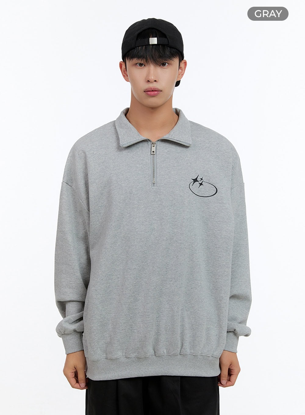 Men's Cozy Half Zip Sweatshirt  (Gray) IS412