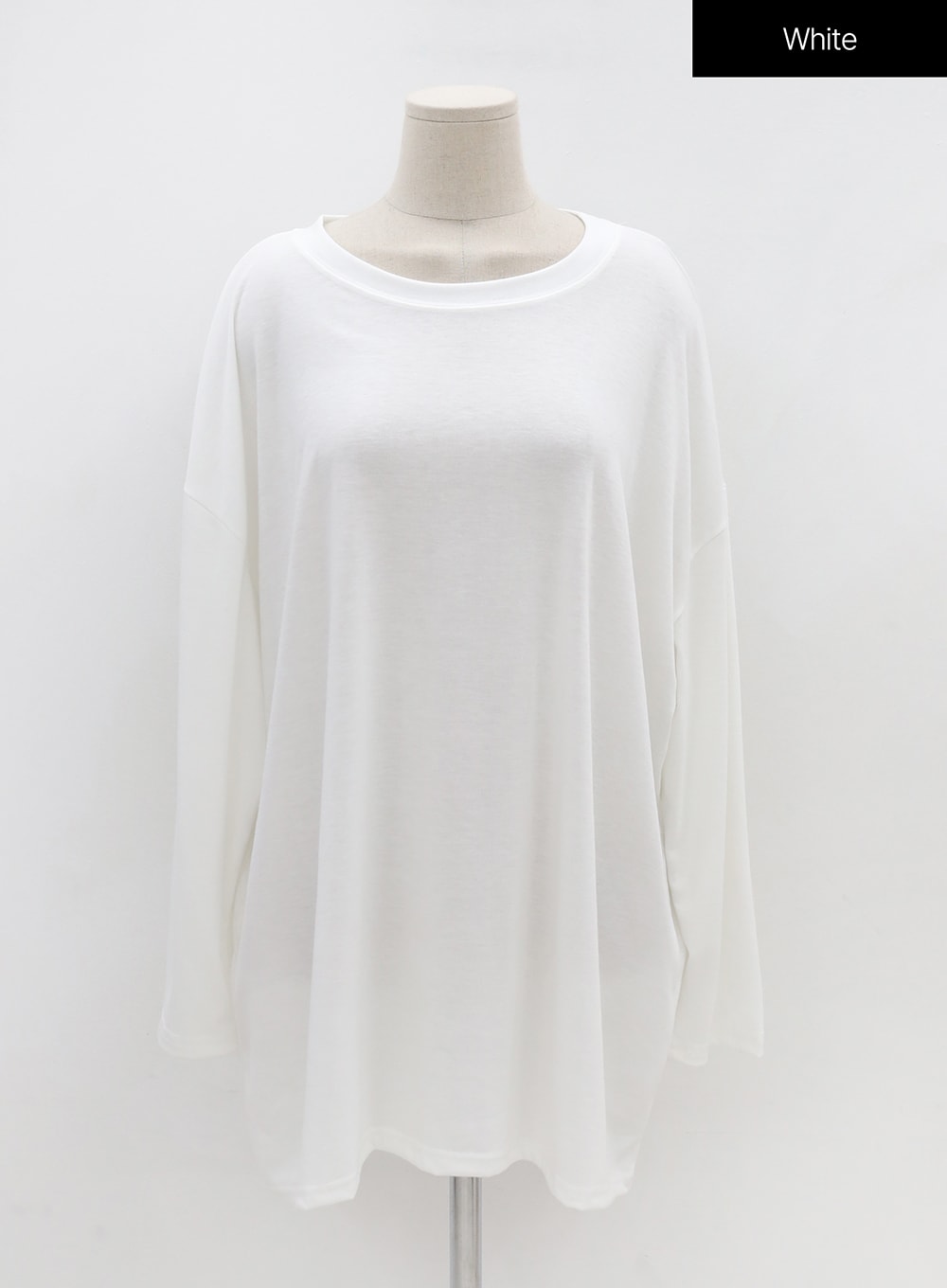 Plus Basic Span Round Neck Long Sleeve T-Shirt IG09