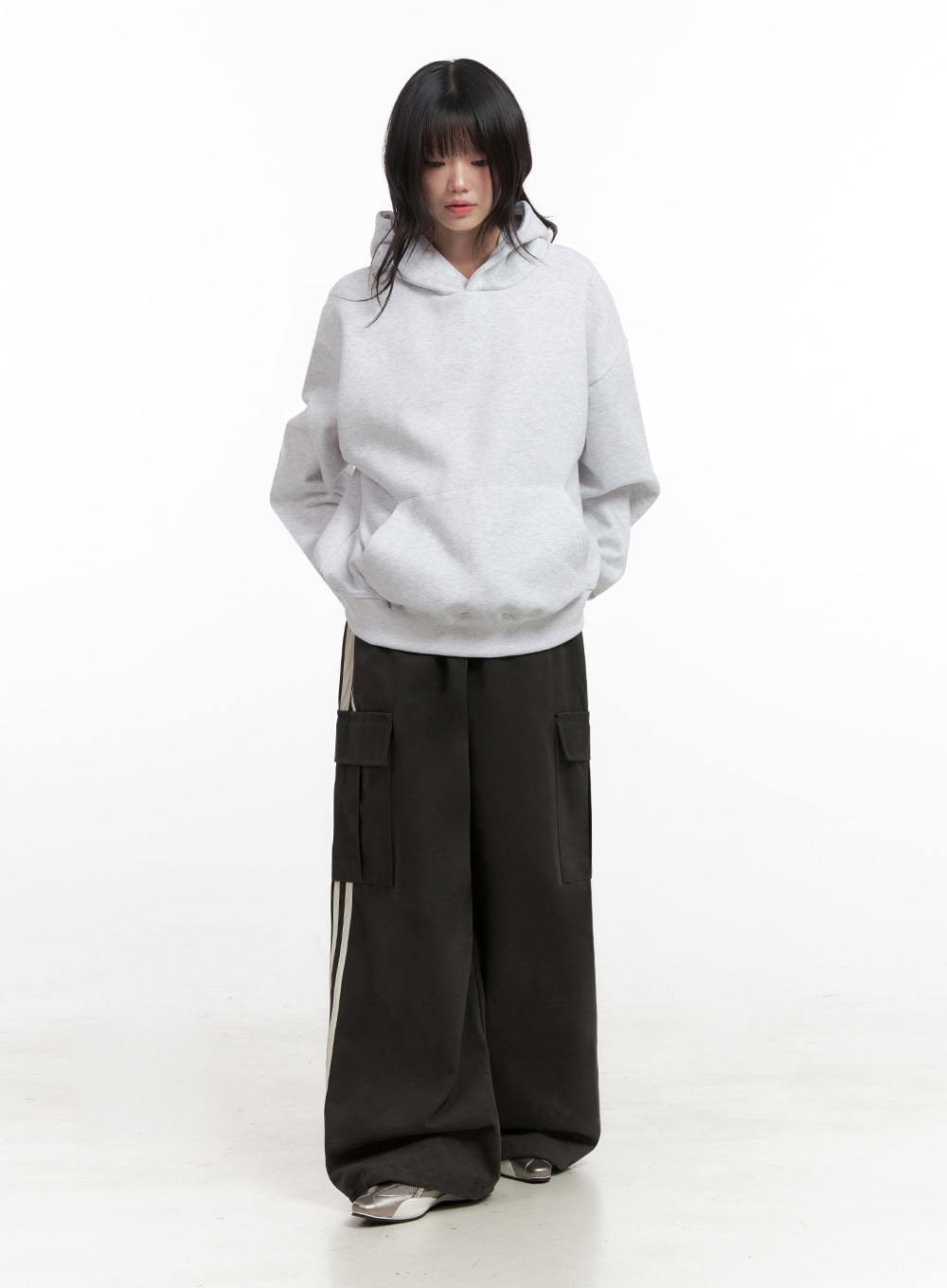 Oversized Solid Hooded Sweatshirt IN427