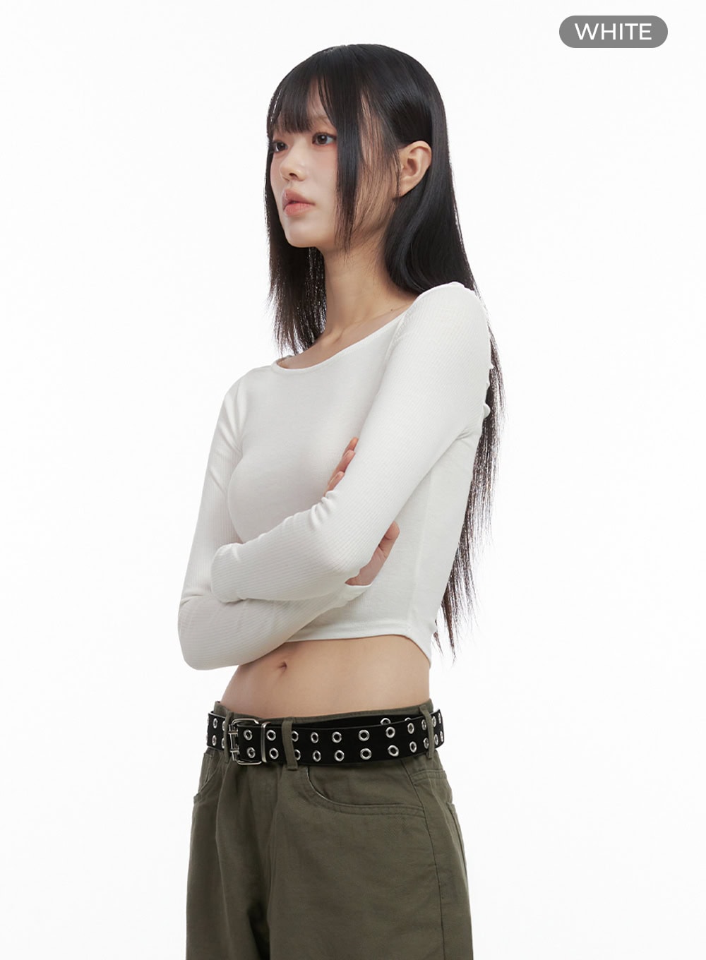 Long-Sleeve Slim Crop Top IO430