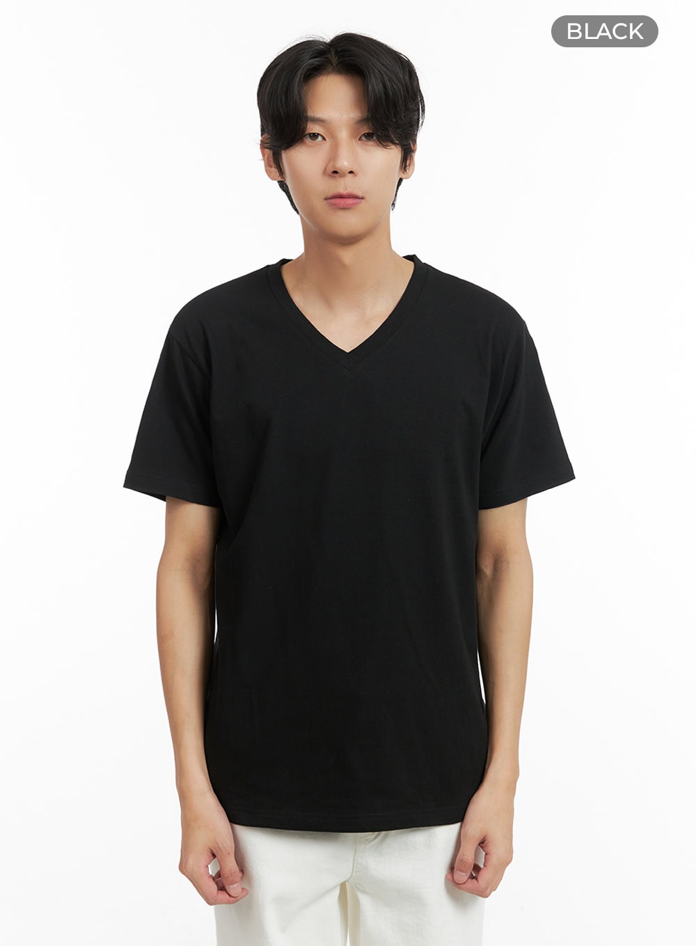 Men's Basic V-Neck T-Shirt (Black) IY402