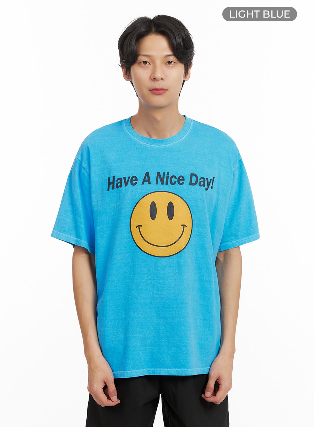 Men's Smile Graphic Lettering T-Shirt IY416