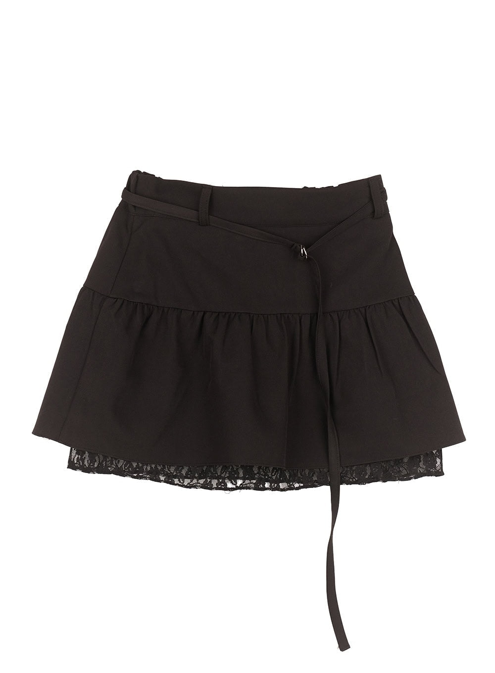 Lace Buckle Flare Mini Skirt IM524