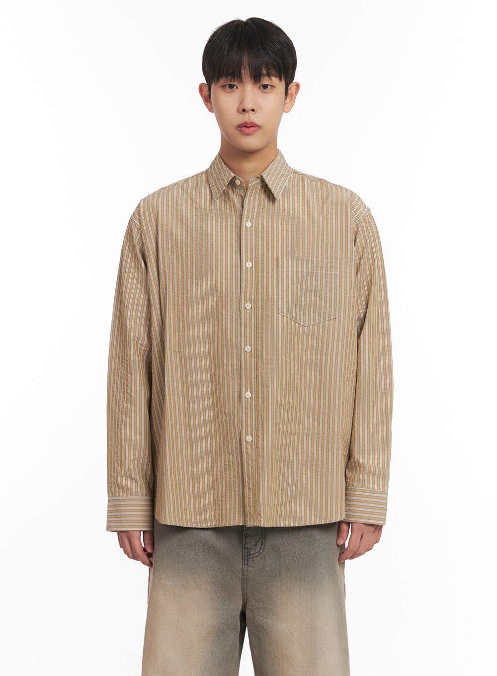 Men's Oversized Stripe Collared Shirt IM514