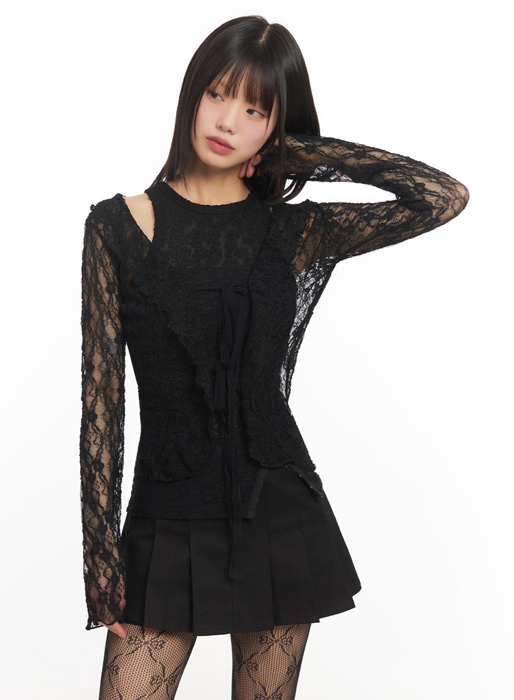 Sheer Lace Strap Cardigan IY502