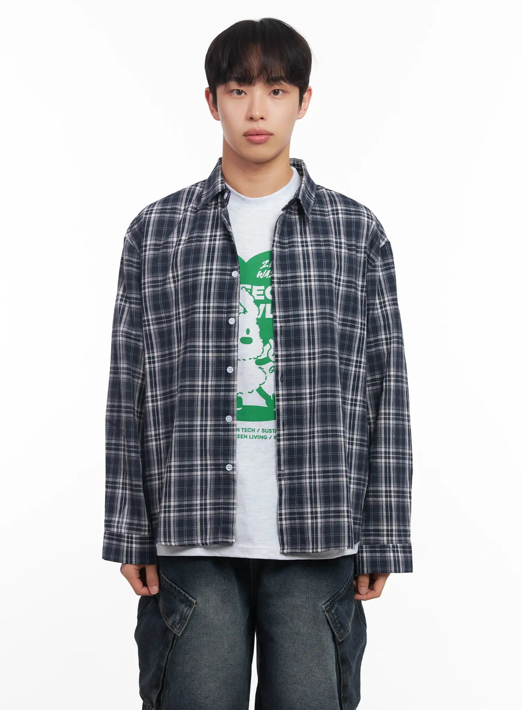 Men's Loose-Fit Flannel Shirt IU519