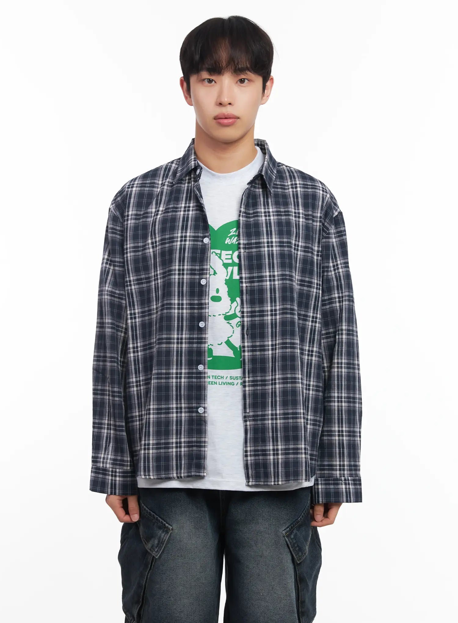 Men's Loose-Fit Flannel Shirt IU519