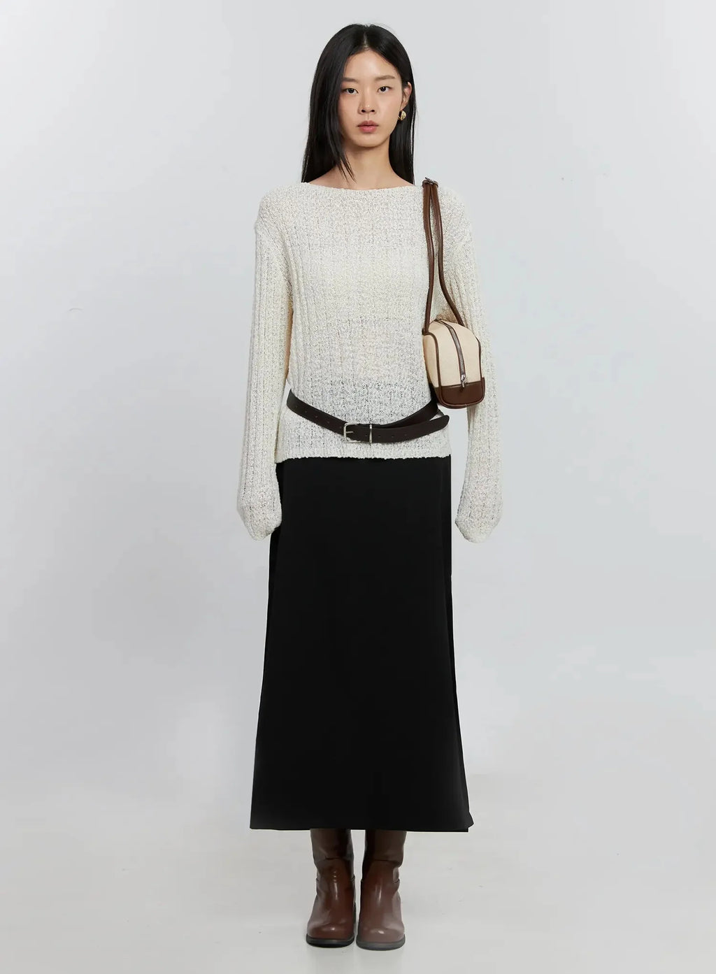 Cozy Boatneck Long Sleeve Sweater IS515