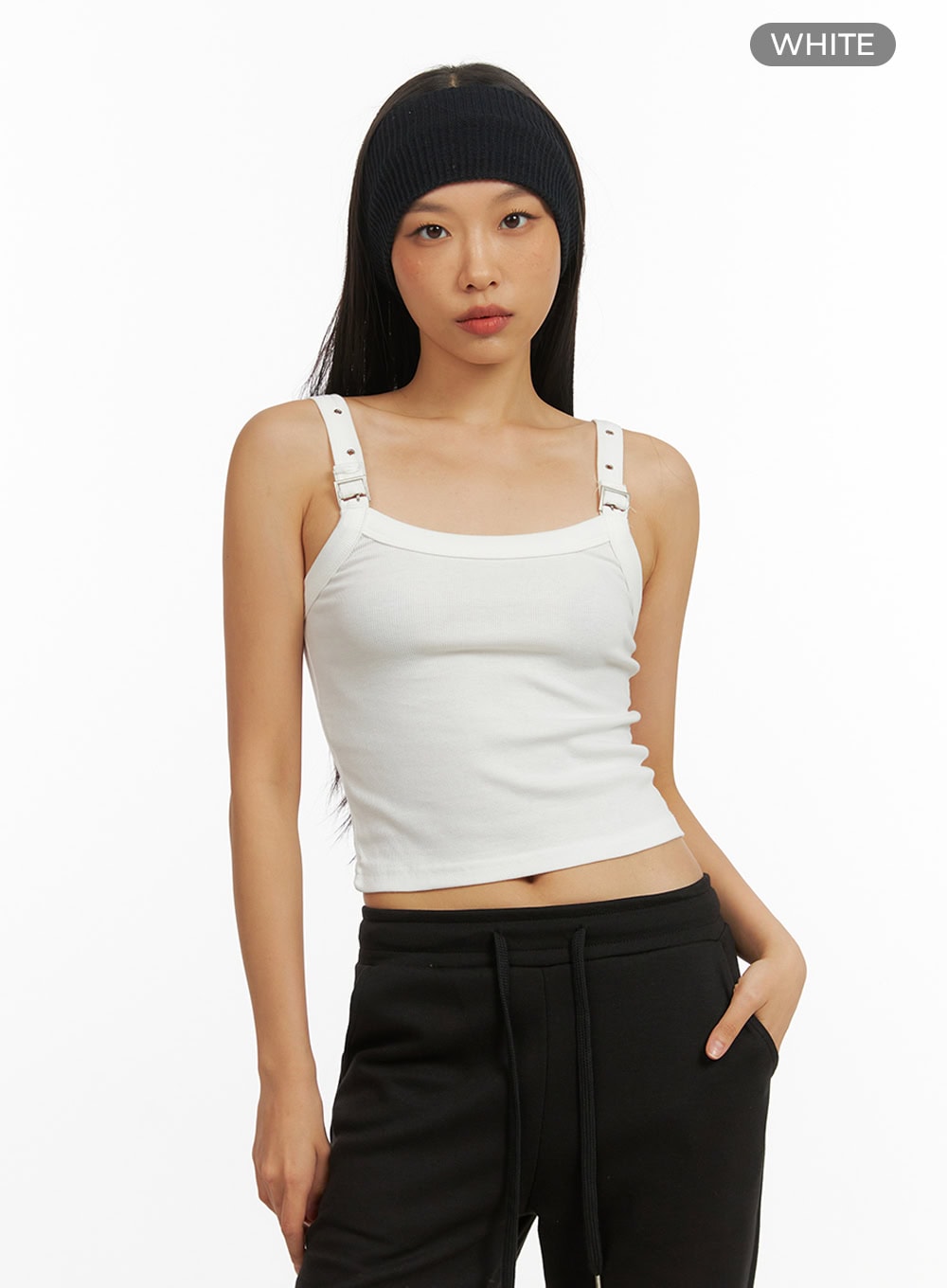 Buckle Strap Crop Sleeveless Top IY422