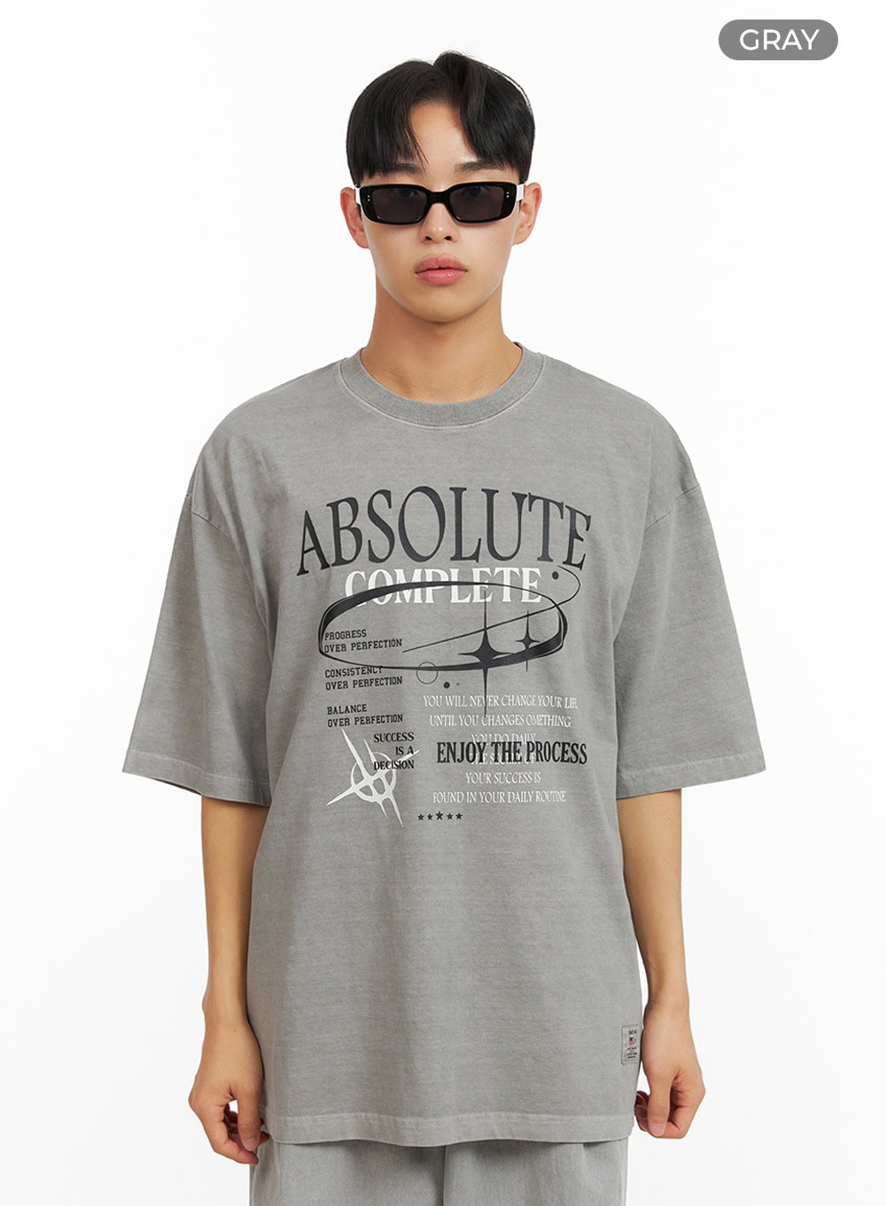 Men's Cotton Lettering Oversized Graphic Tee (Gray) IU414