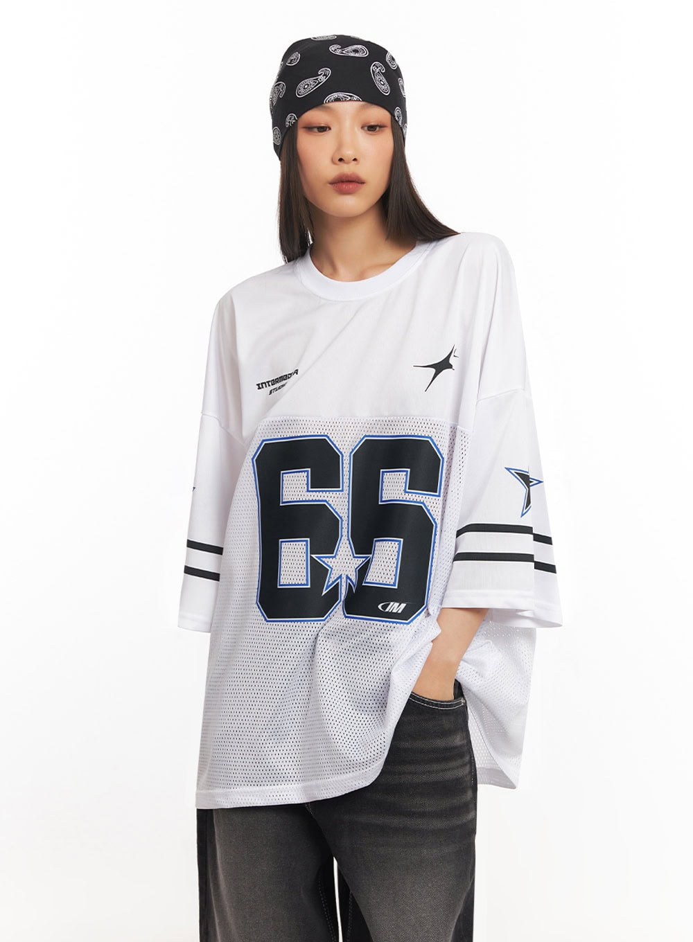 Oversized Mesh Graphic Tee IA504