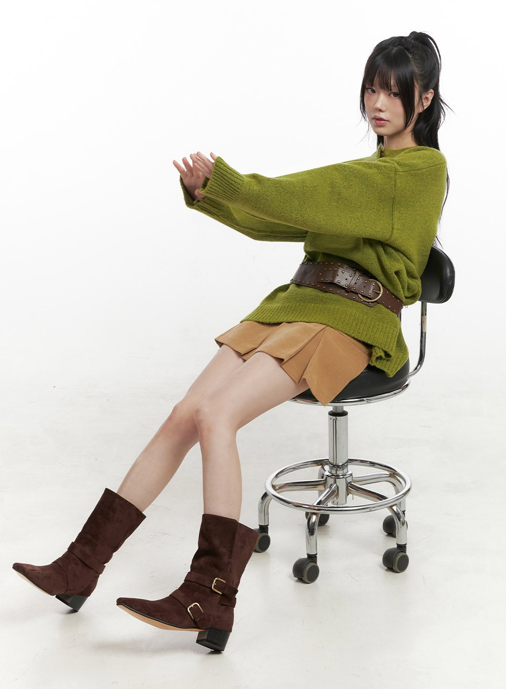 Oversized Henley Neck Sweater IN427