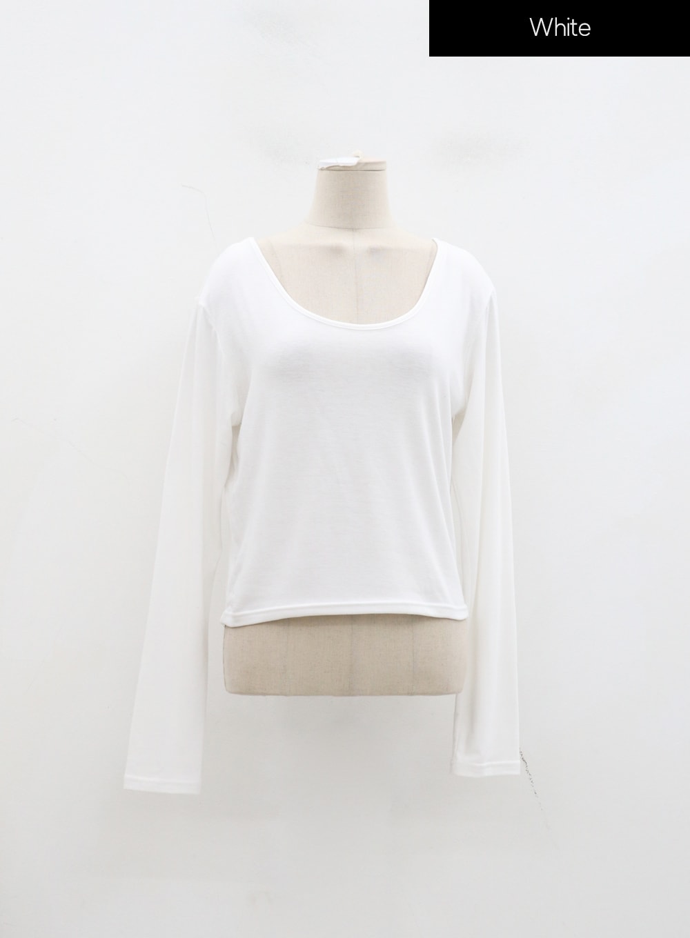 Plus U-Neck Long Sleeve Cropped Top ID27