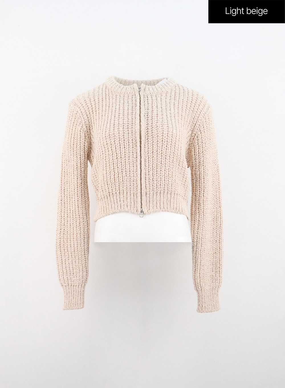Zip-Up Waffle Knit Sweater IN314