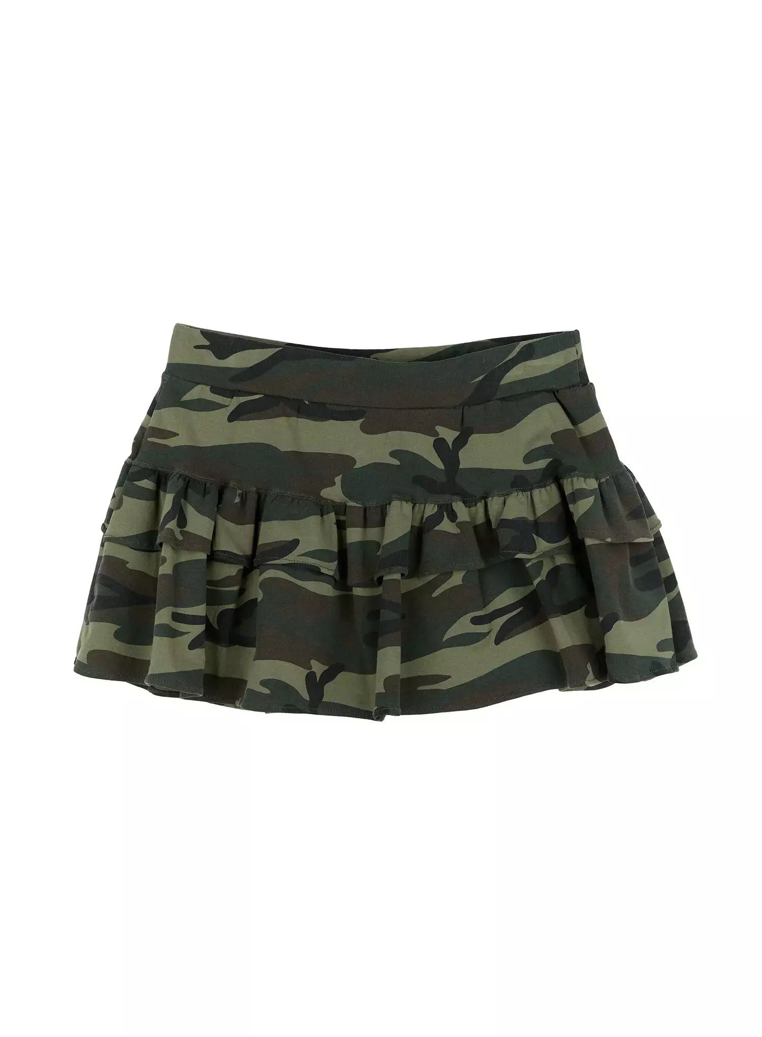 Camo Ruffle Mini Skirt IG508