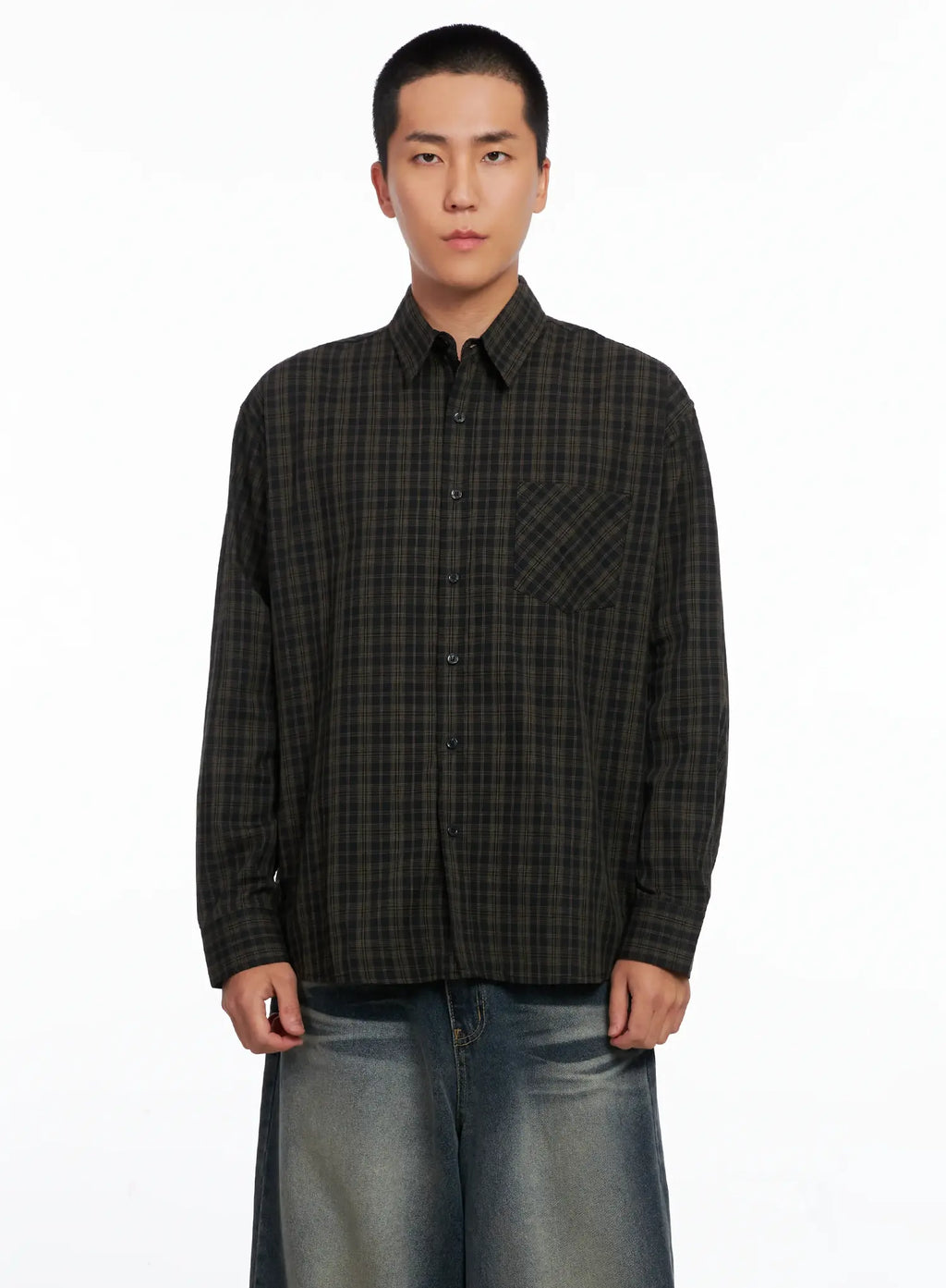 Men's Checkered Button Up Shirt IS510
