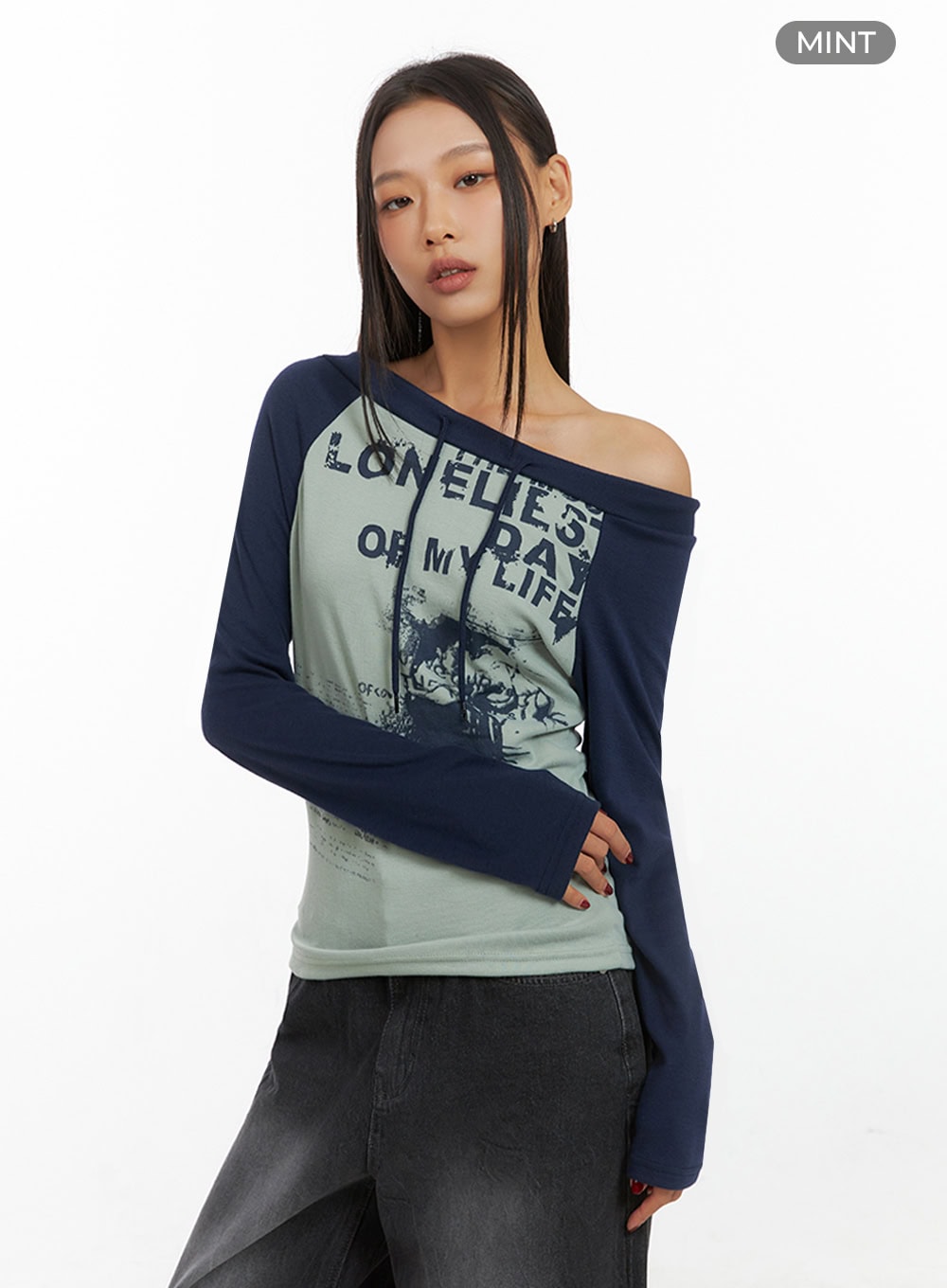 One-Shoulder Raglan Long Sleeve  IS427