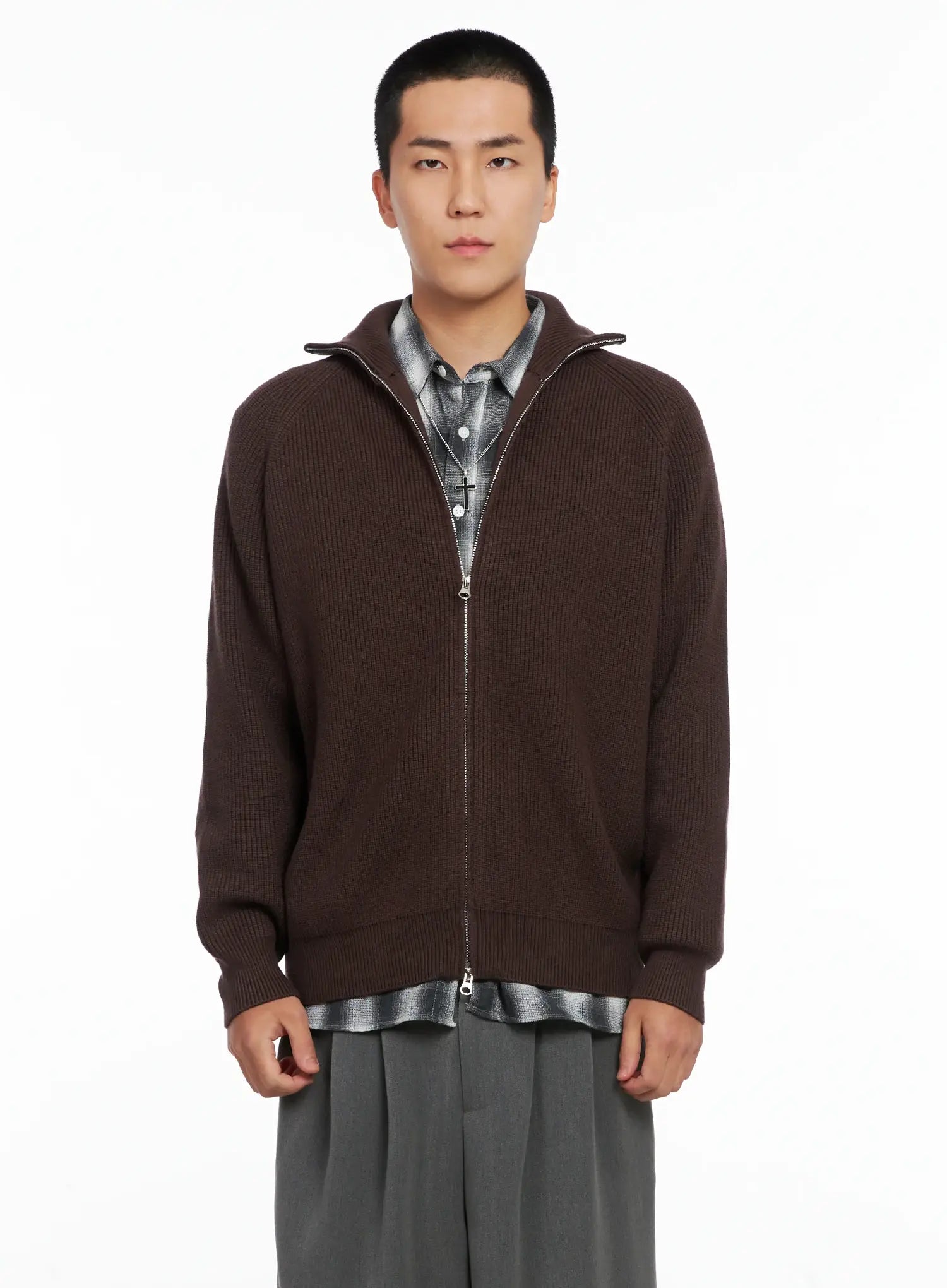 Men's Knit Zip-Up Sweater IS502