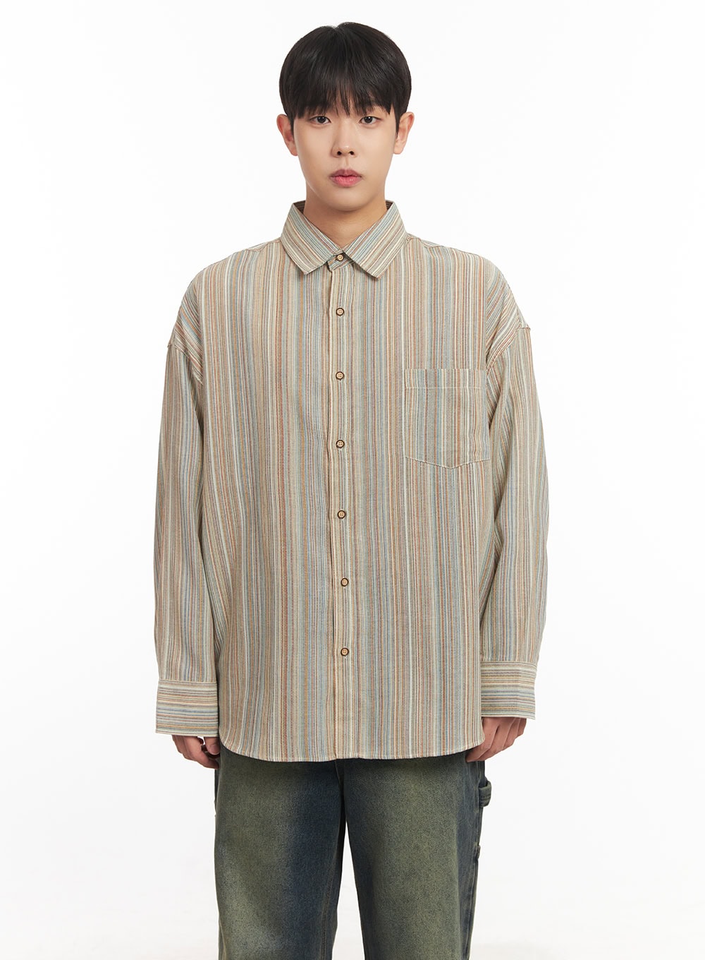 Men's Oversize Stripe Collared Shirt IM527