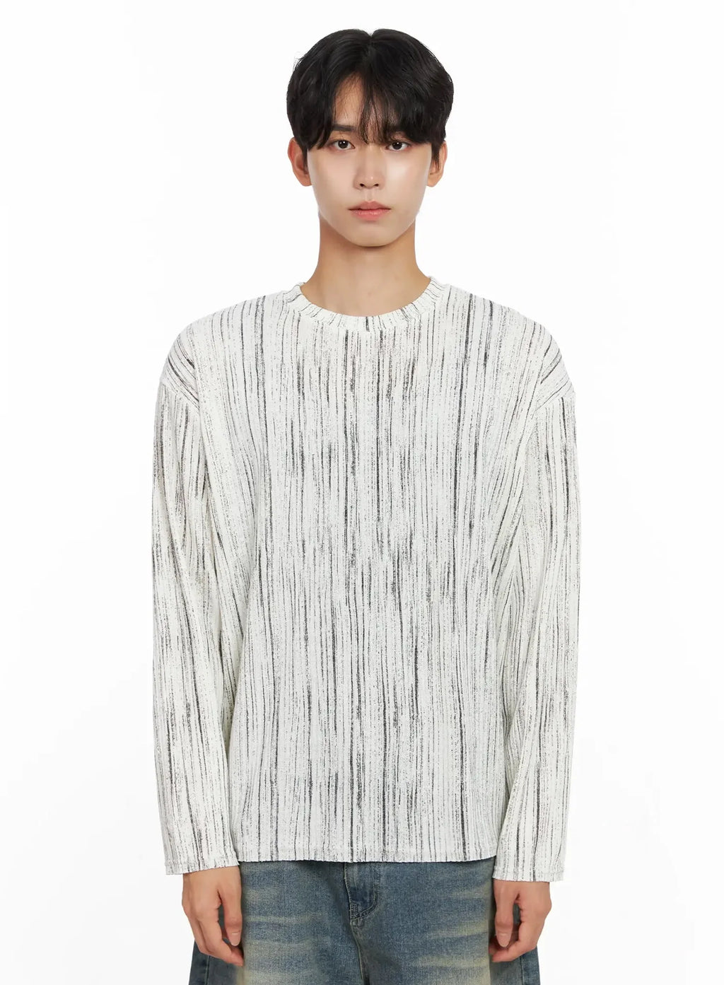 Men's Vertical Stripe Long Sleeve Shirt IO516