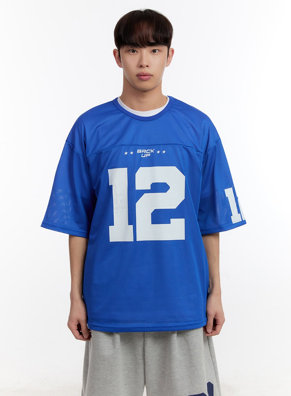 Men's Oversized Graphic Mesh T-Shirt IA504