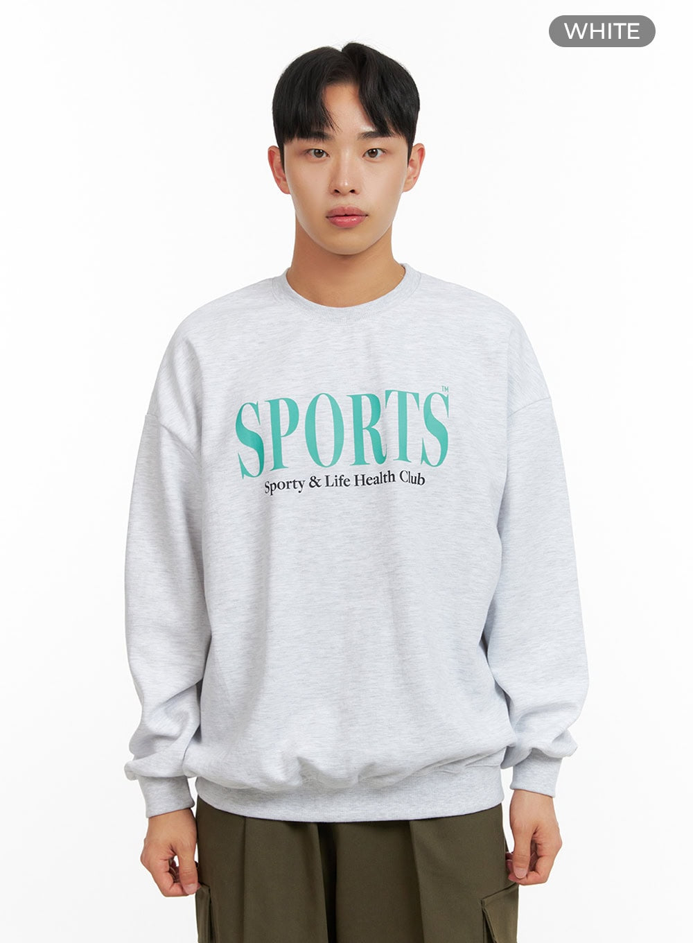 Men's Graphic Lettering Crewneck Sweatshirt (White) IU412